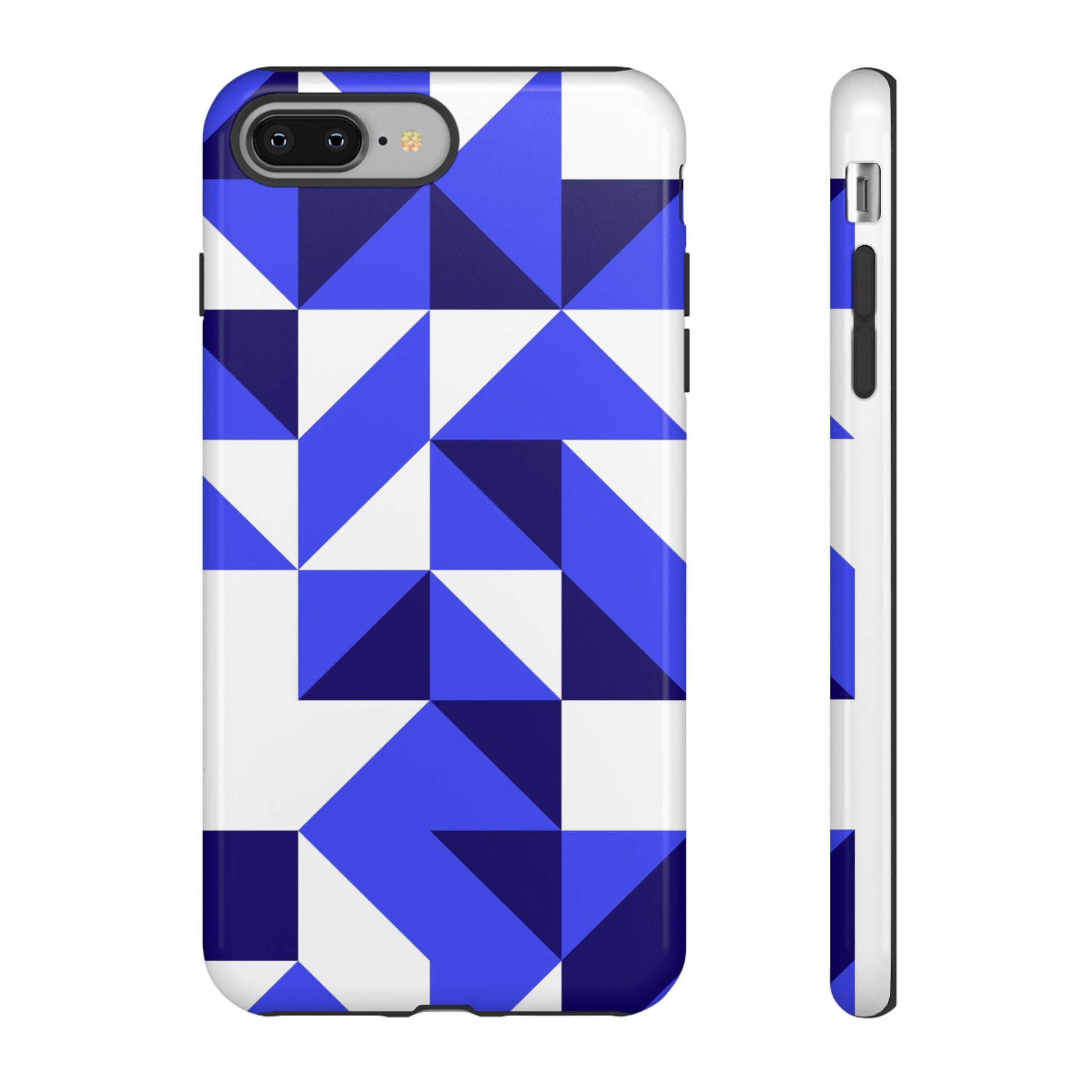 Blue Geometric Phone Case, Tough Cases, Stylish Phone Cover, Great for Gifts, Trendy Accessory, Abstract Pattern Design - FORMO