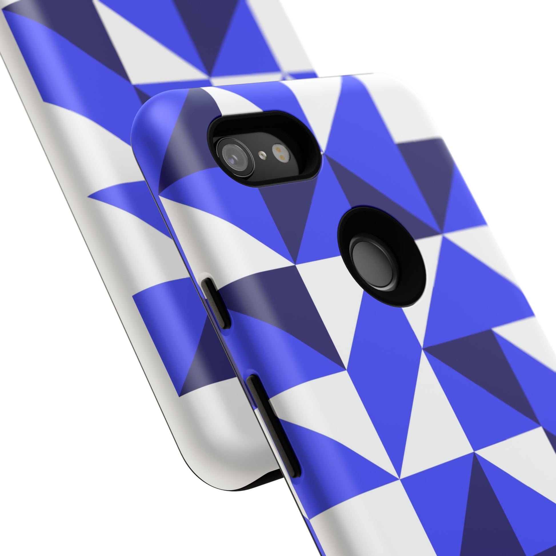 Blue Geometric Phone Case, Tough Cases, Stylish Phone Cover, Great for Gifts, Trendy Accessory, Abstract Pattern Design - FORMO