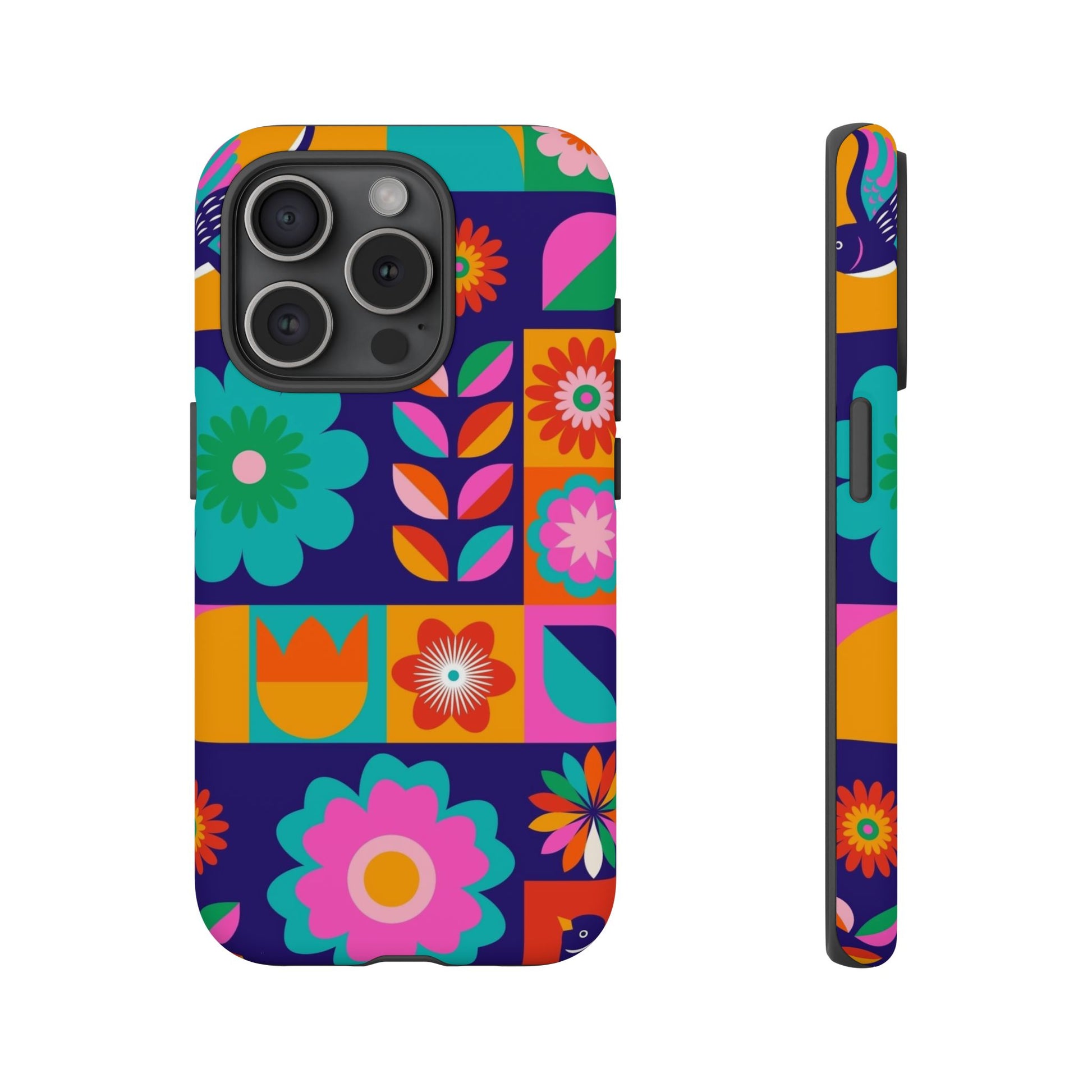 Colorful Floral Phone Case, Tough Cases for Protection, Vibrant Design Cover for Gift, Stylish Cell Phone Accessory, Fun Floral Designs - FORMO