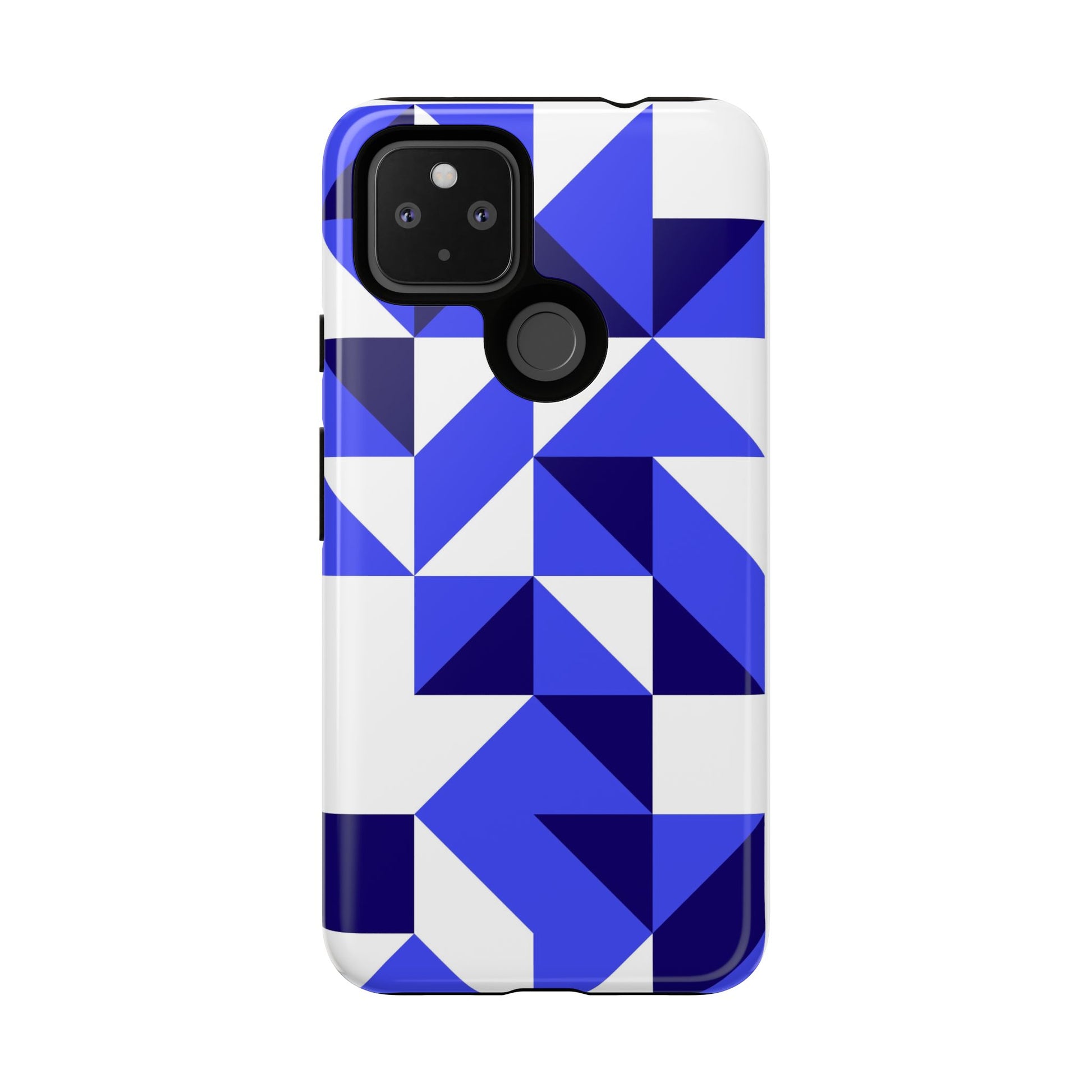 Blue Geometric Phone Case, Tough Cases, Stylish Phone Cover, Great for Gifts, Trendy Accessory, Abstract Pattern Design - FORMO