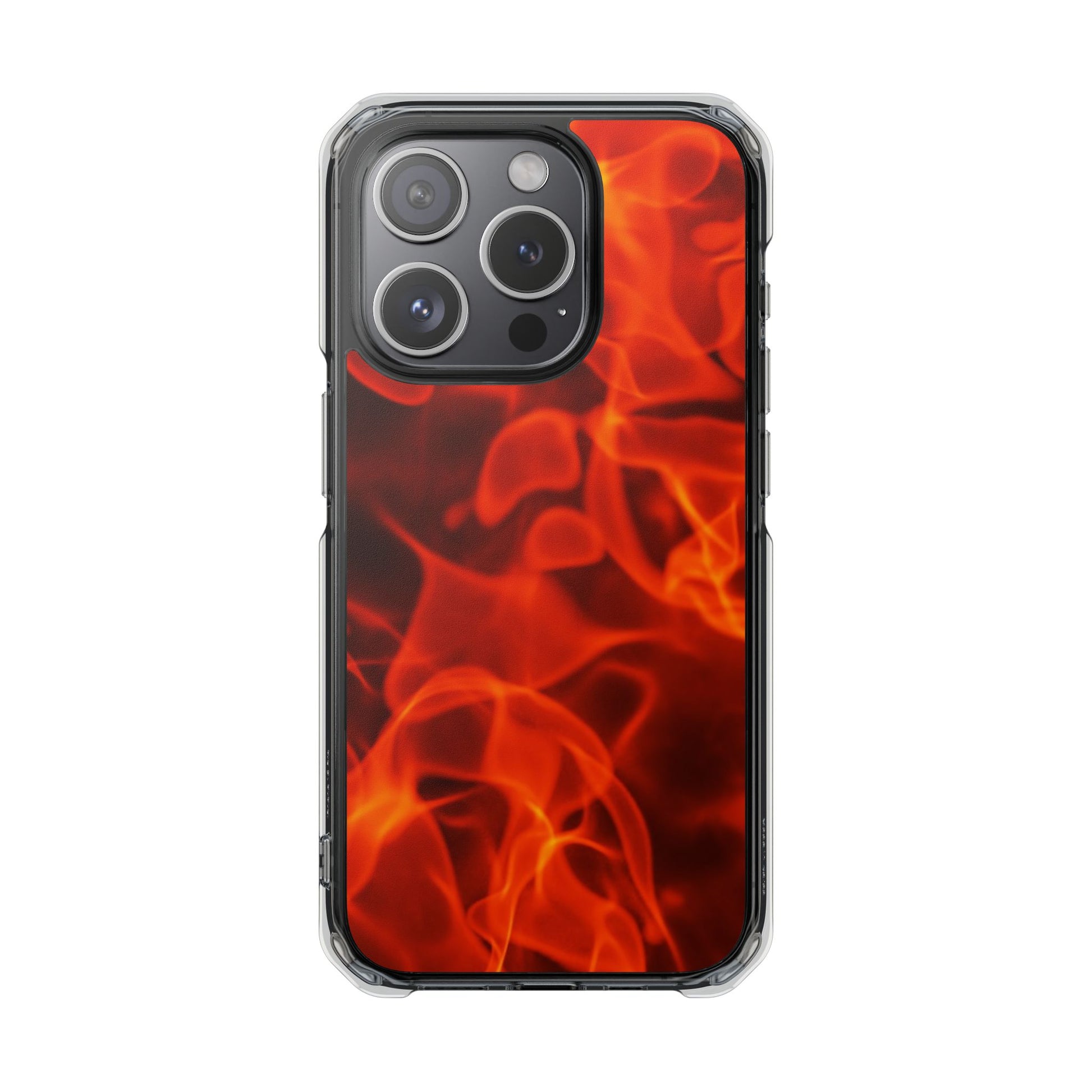 Magnetic Clear Phone Cases with Fiery Design, Protective Case for iPhone, Customizable Tech Accessory, Unique Gift Idea, Holiday Gift - FORMO
