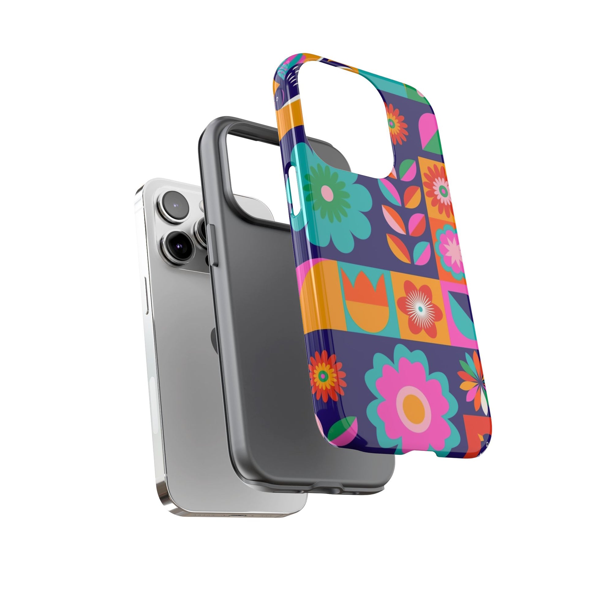Colorful Floral Phone Case, Tough Cases for Protection, Vibrant Design Cover for Gift, Stylish Cell Phone Accessory, Fun Floral Designs - FORMO