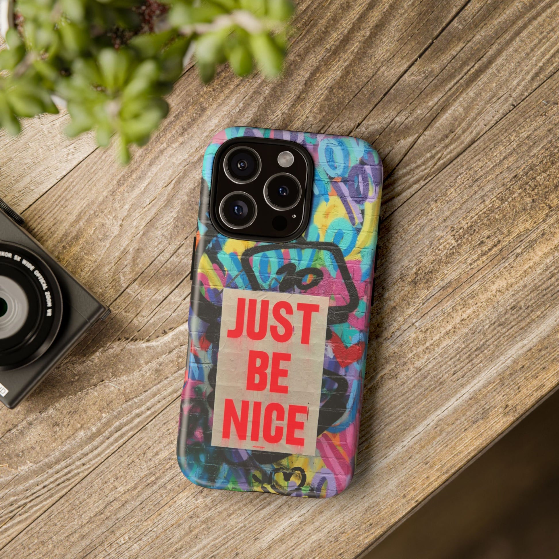 Colorful Phone Case - Just Be Nice Design, Motivational Gift, Phone Accessories, Unique Custom Case, Positive Vibe Tech Gear - FORMO