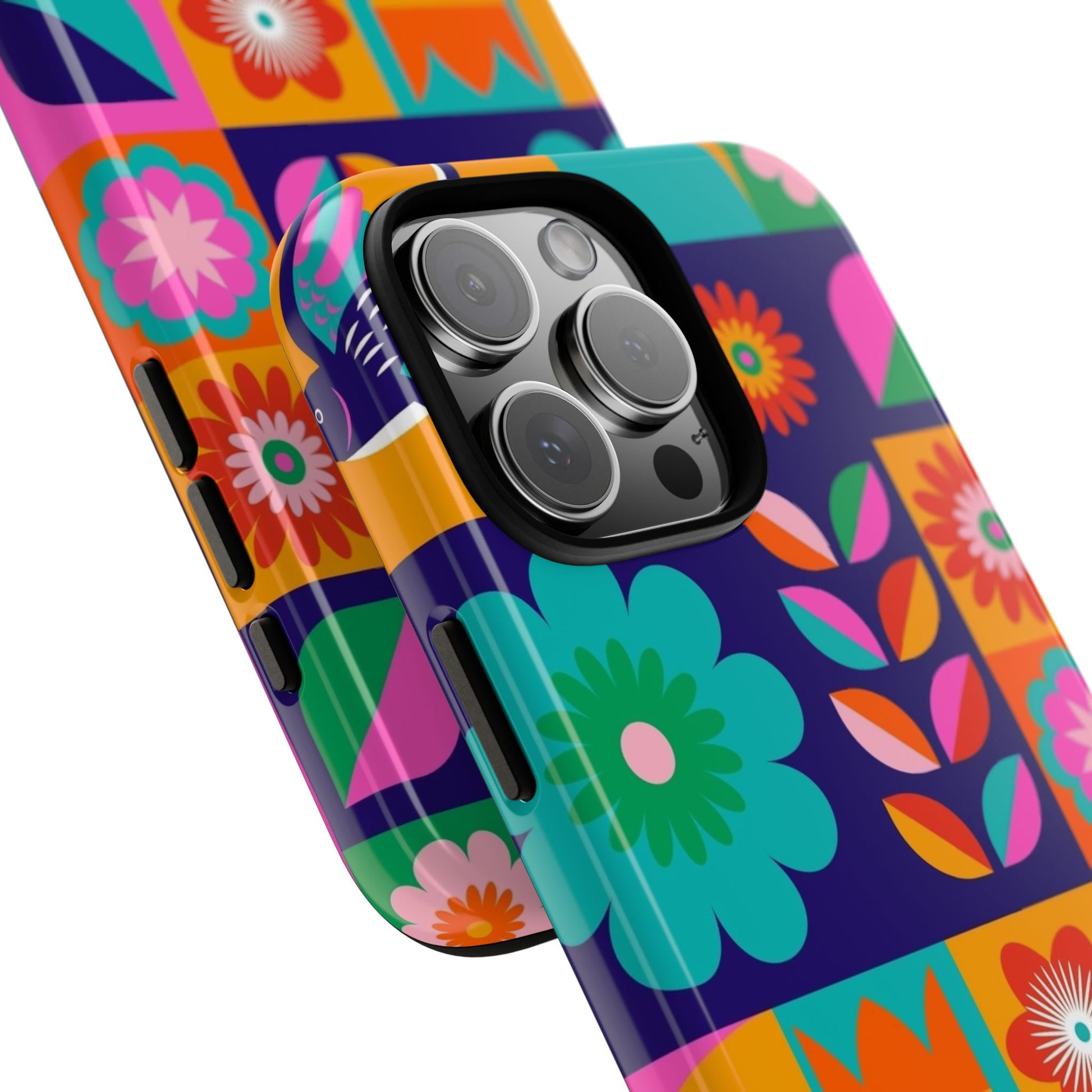 Colorful Floral Phone Case, Tough Cases for Protection, Vibrant Design Cover for Gift, Stylish Cell Phone Accessory, Fun Floral Designs - FORMO