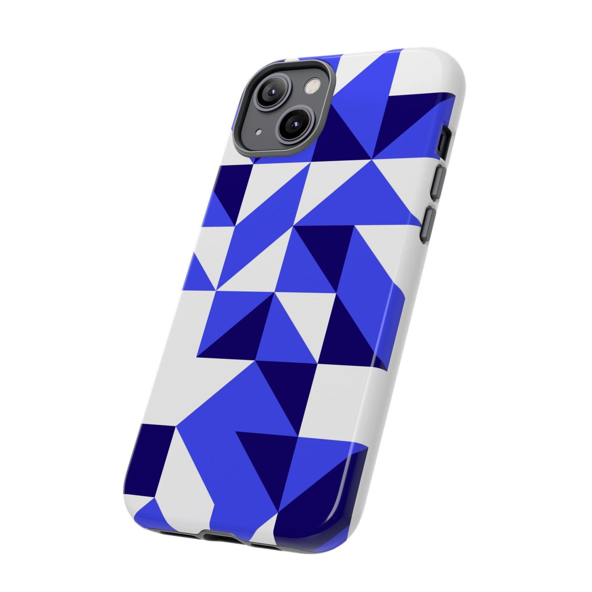 Blue Geometric Phone Case, Tough Cases, Stylish Phone Cover, Great for Gifts, Trendy Accessory, Abstract Pattern Design - FORMO
