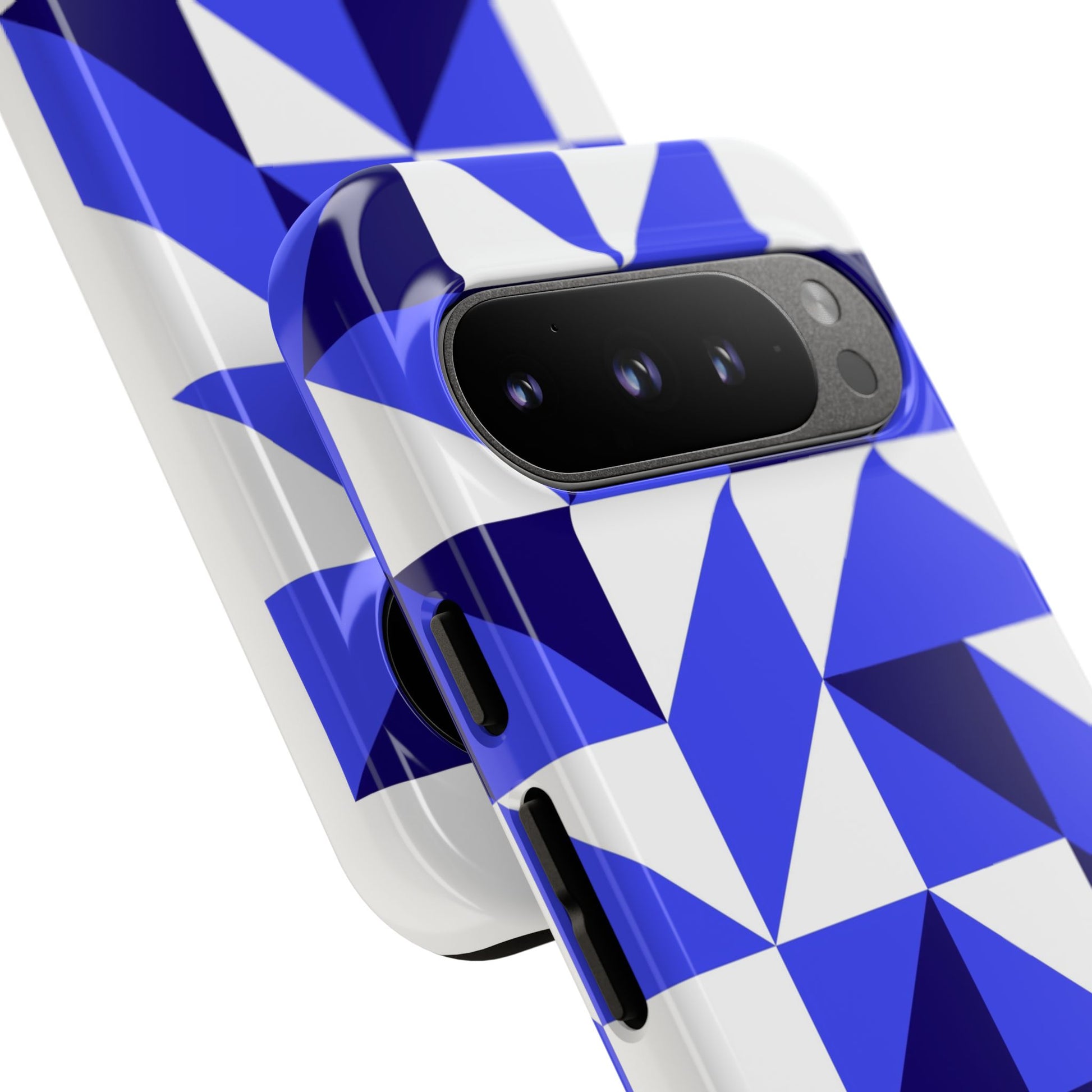 Blue Geometric Phone Case, Tough Cases, Stylish Phone Cover, Great for Gifts, Trendy Accessory, Abstract Pattern Design - FORMO