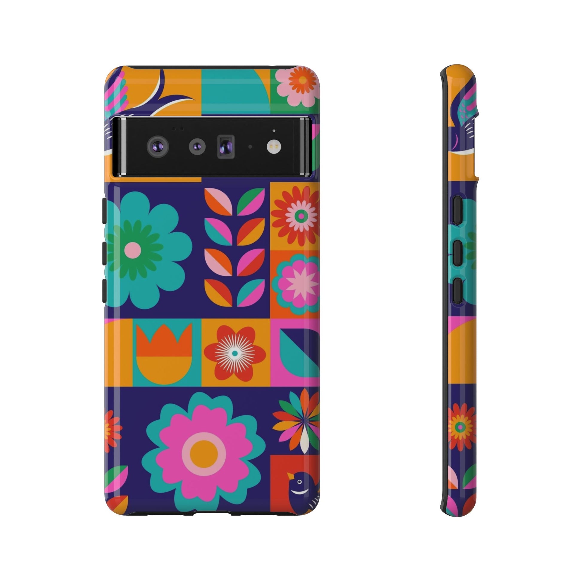 Colorful Floral Phone Case, Tough Cases for Protection, Vibrant Design Cover for Gift, Stylish Cell Phone Accessory, Fun Floral Designs - FORMO