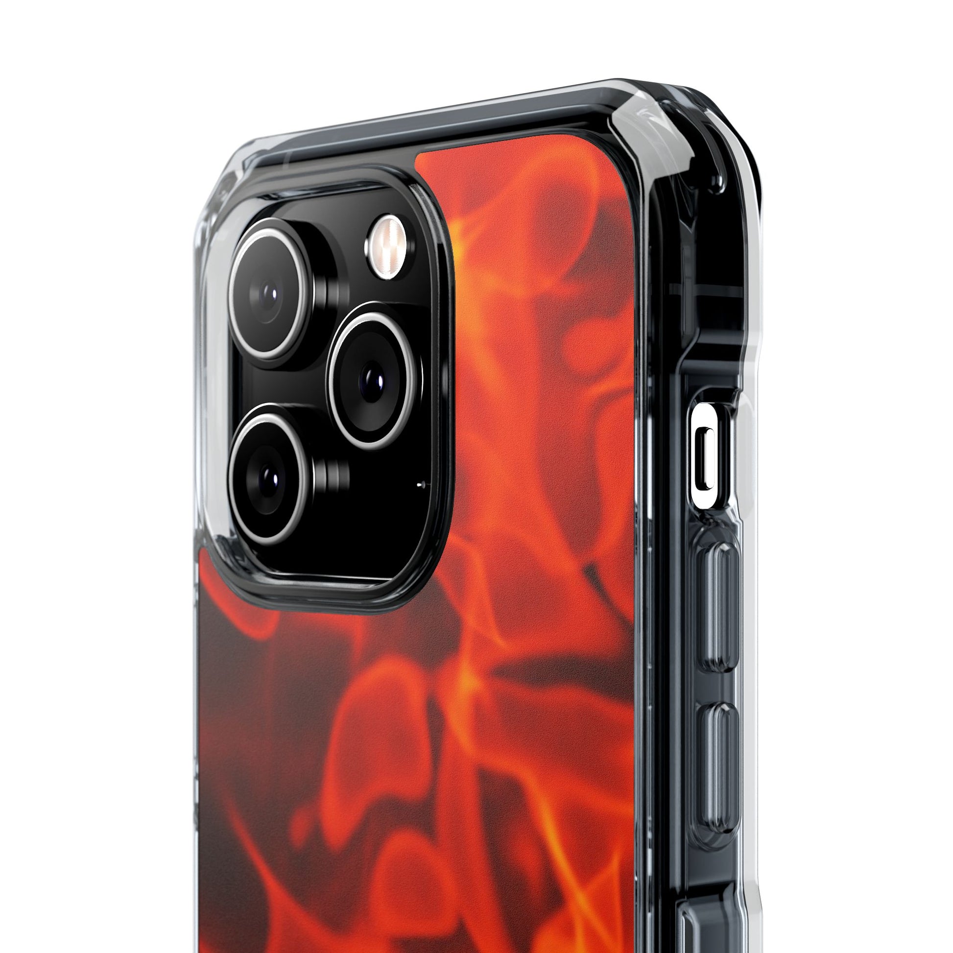 Magnetic Clear Phone Cases with Fiery Design, Protective Case for iPhone, Customizable Tech Accessory, Unique Gift Idea, Holiday Gift - FORMO
