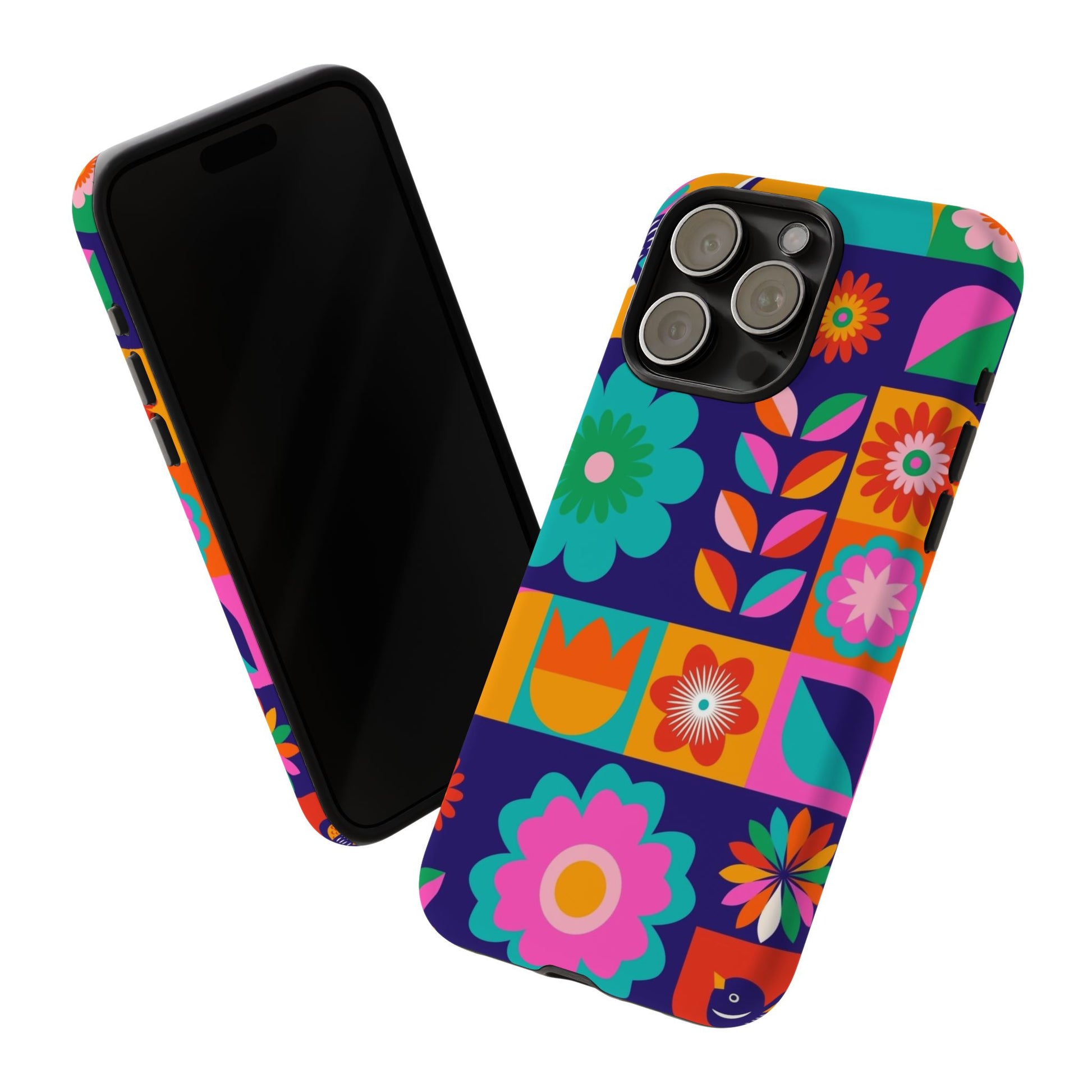 Colorful Floral Phone Case, Tough Cases for Protection, Vibrant Design Cover for Gift, Stylish Cell Phone Accessory, Fun Floral Designs - FORMO