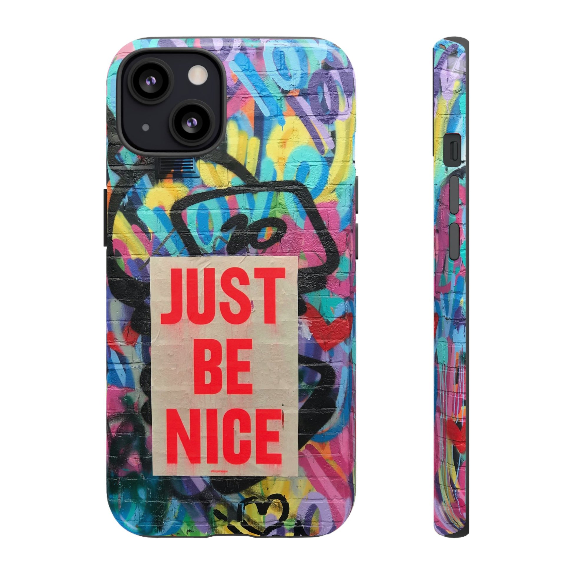 Colorful Phone Case - Just Be Nice Design, Motivational Gift, Phone Accessories, Unique Custom Case, Positive Vibe Tech Gear - FORMO