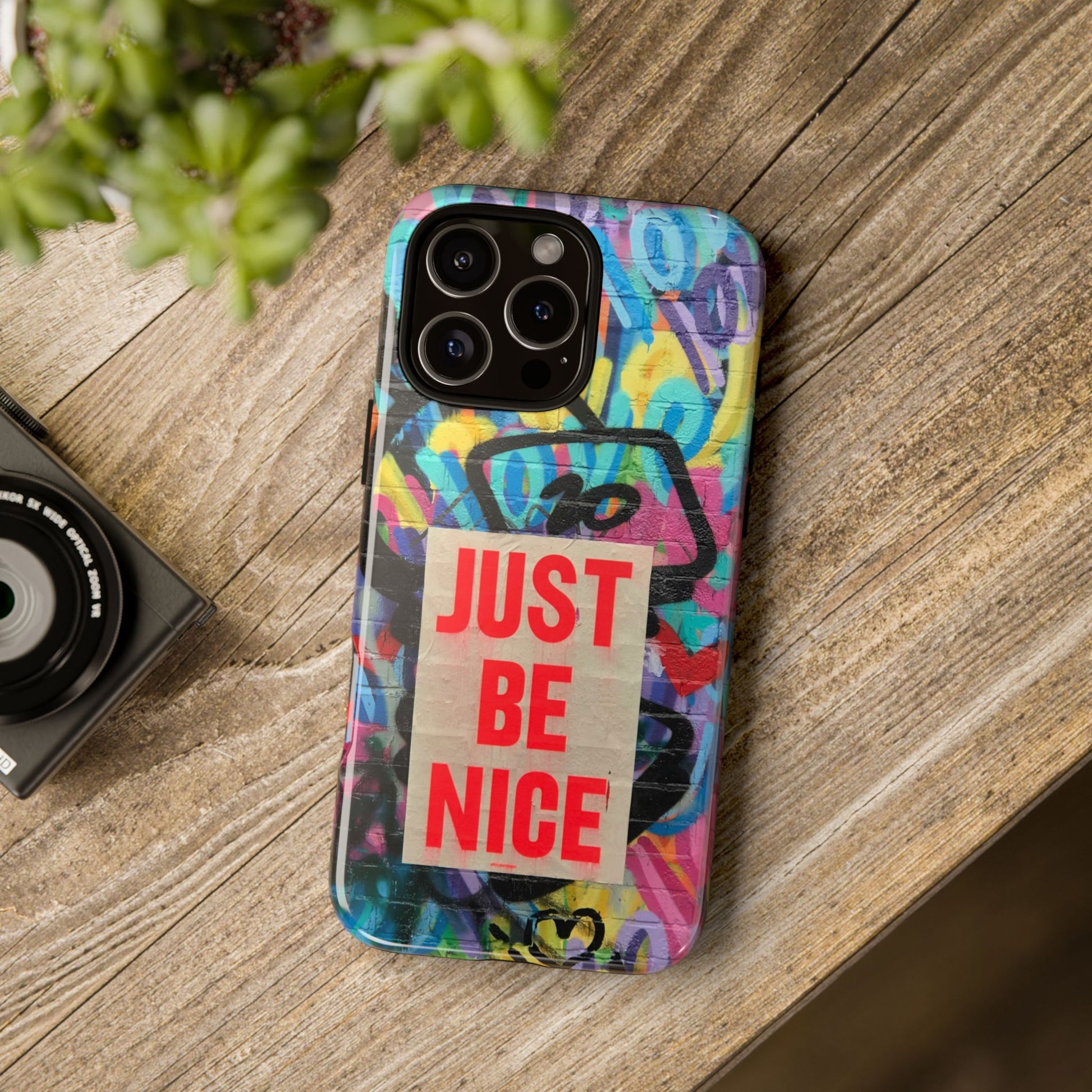 Colorful Phone Case - Just Be Nice Design, Motivational Gift, Phone Accessories, Unique Custom Case, Positive Vibe Tech Gear - FORMO