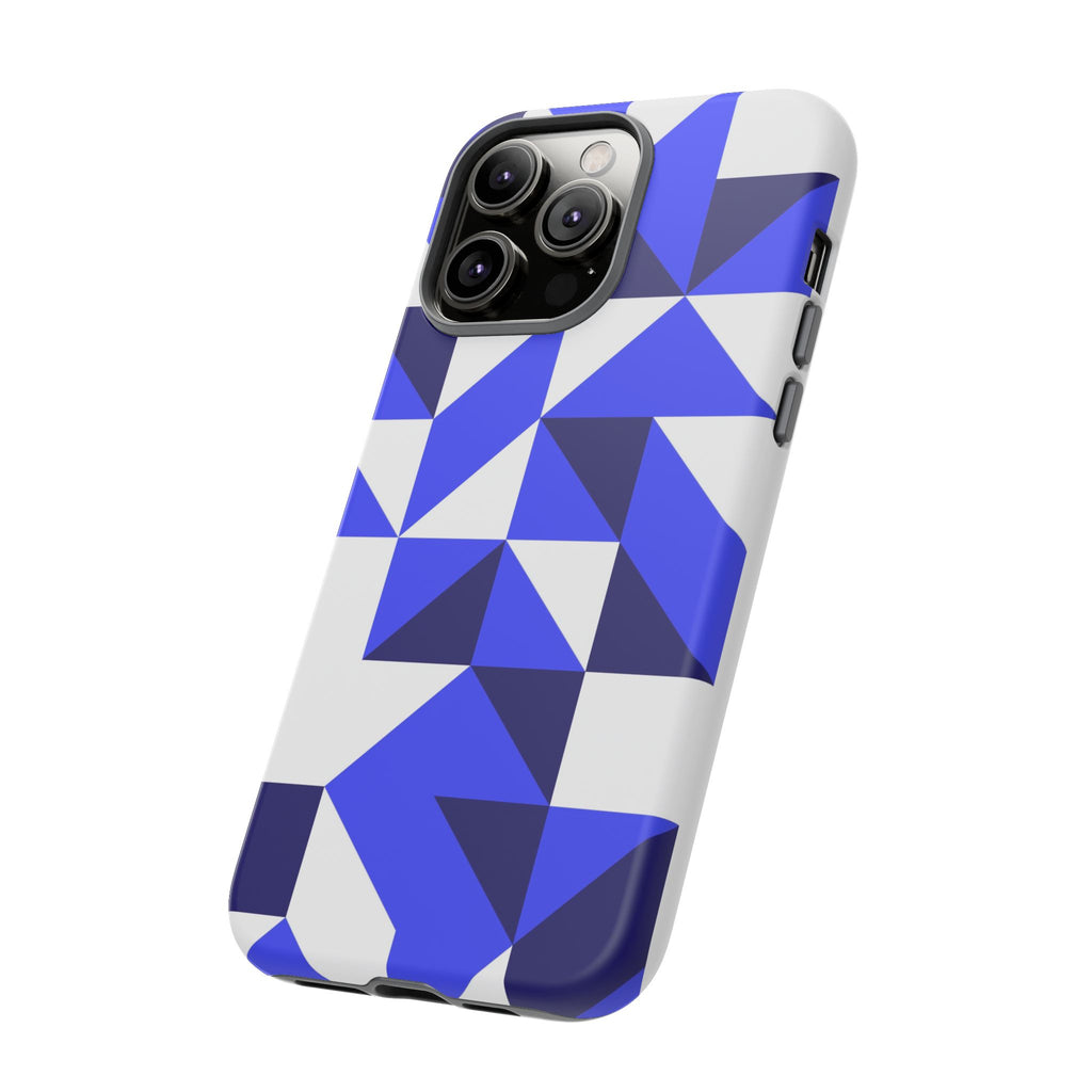 Blue Geometric Phone Case, Tough Cases, Stylish Phone Cover, Great for Gifts, Trendy Accessory, Abstract Pattern Design - FORMO
