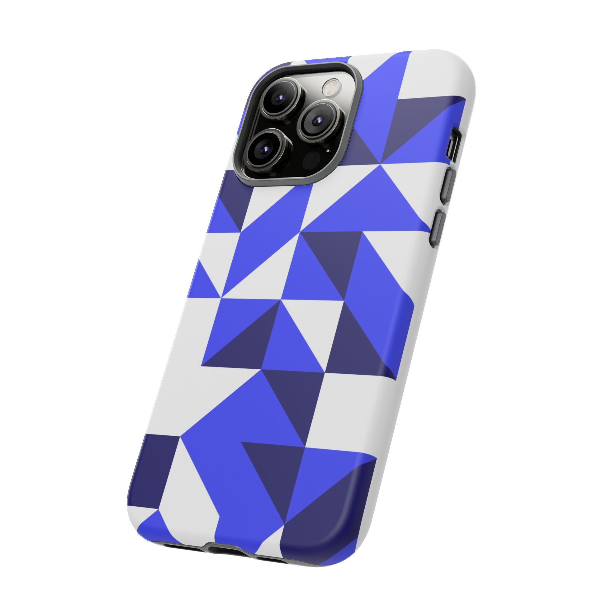 Blue Geometric Phone Case, Tough Cases, Stylish Phone Cover, Great for Gifts, Trendy Accessory, Abstract Pattern Design - FORMO