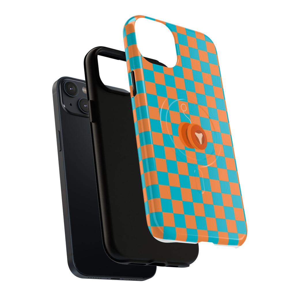 Vibrant Tough Magnetic Phone Case for Protection, Checkerboard Design for Tech Lovers, Gift for Birthdays, Holidays, or Daily Use