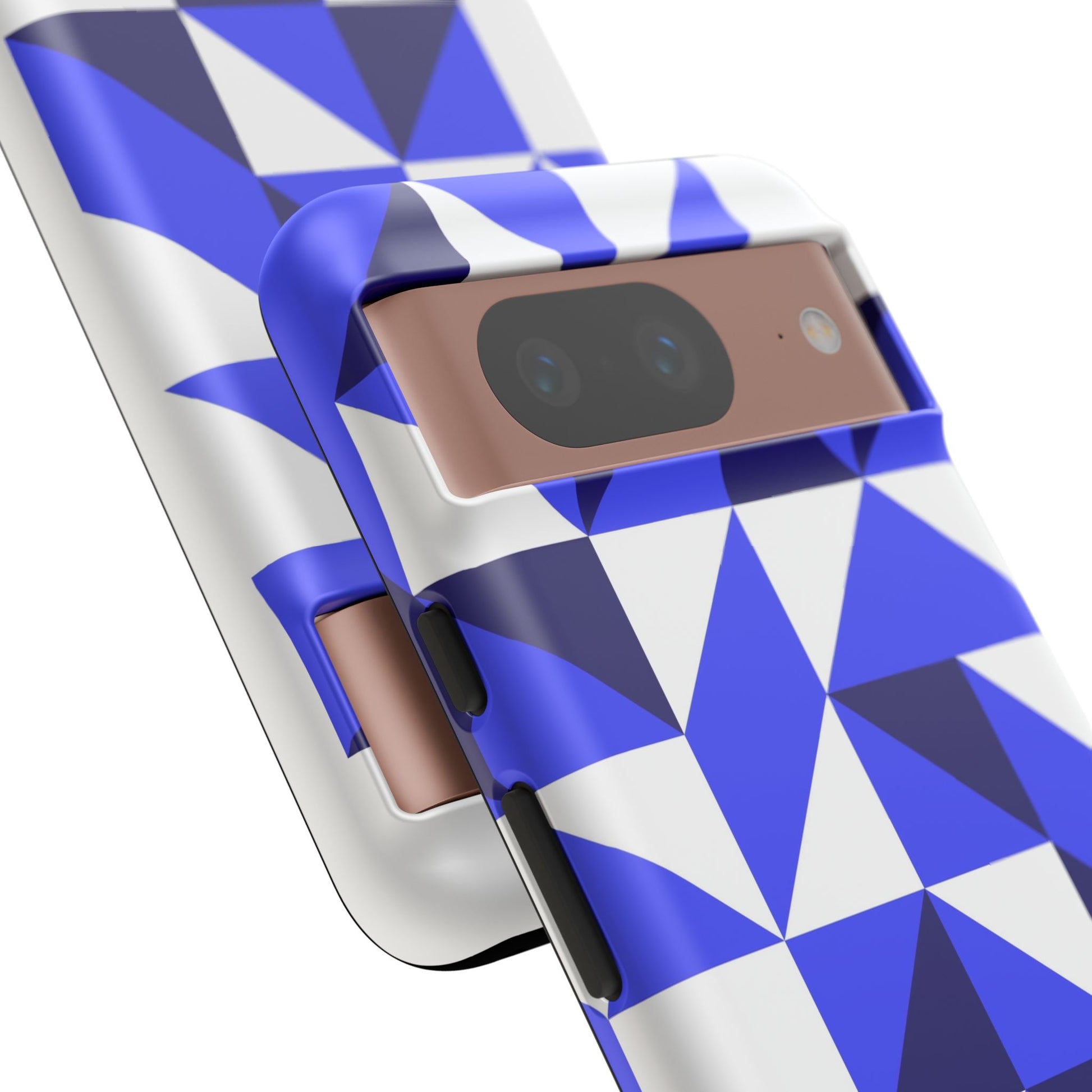 Blue Geometric Phone Case, Tough Cases, Stylish Phone Cover, Great for Gifts, Trendy Accessory, Abstract Pattern Design - FORMO