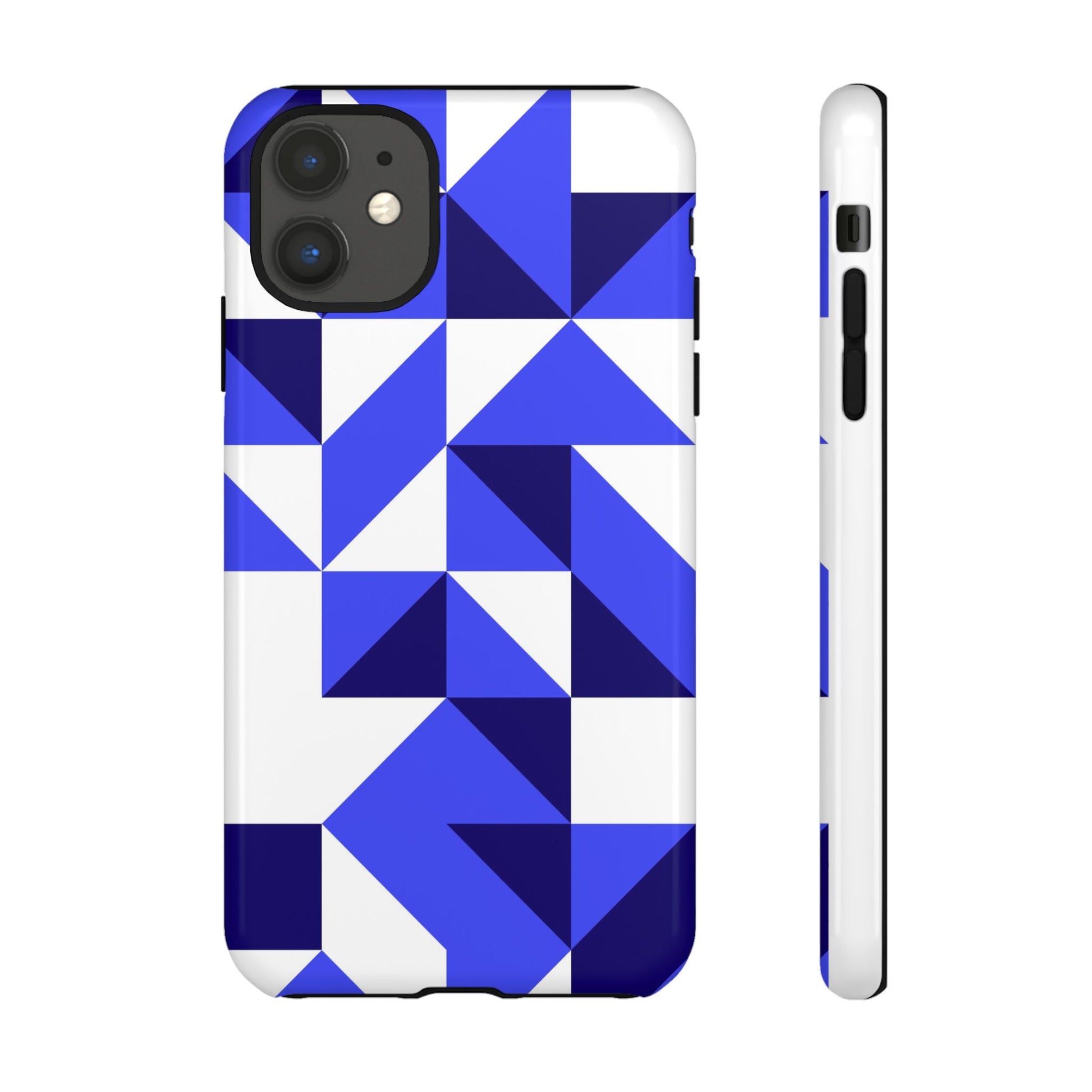 Blue Geometric Phone Case, Tough Cases, Stylish Phone Cover, Great for Gifts, Trendy Accessory, Abstract Pattern Design - FORMO