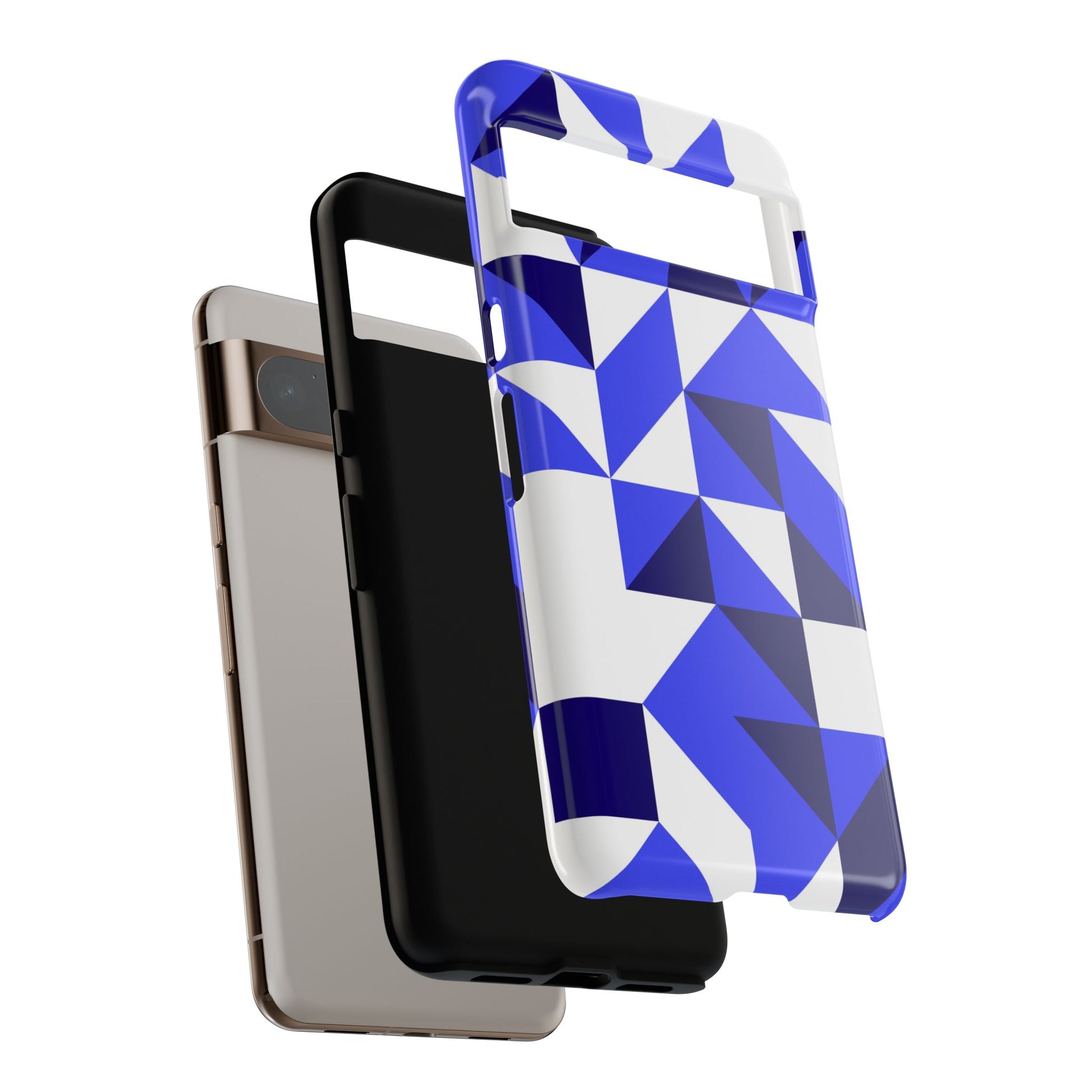 Blue Geometric Phone Case, Tough Cases, Stylish Phone Cover, Great for Gifts, Trendy Accessory, Abstract Pattern Design - FORMO