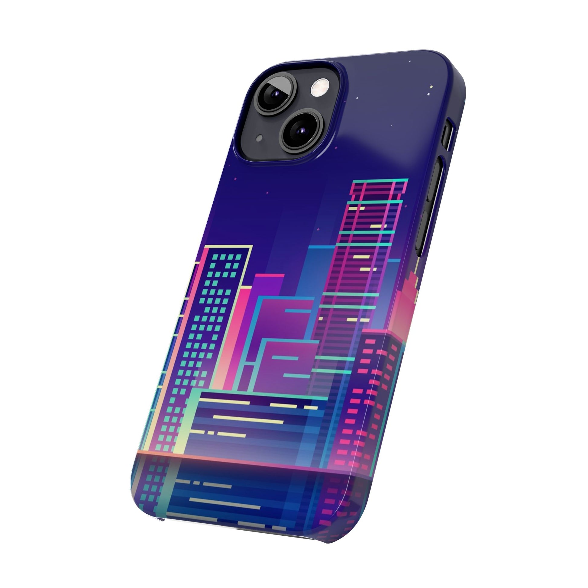 Urban Skyline Slim Phone Cases, Cityscape iPhone Cover, Colorful Night Design, Trendy Phone Accessory, Gifts for City Lovers - FORMO