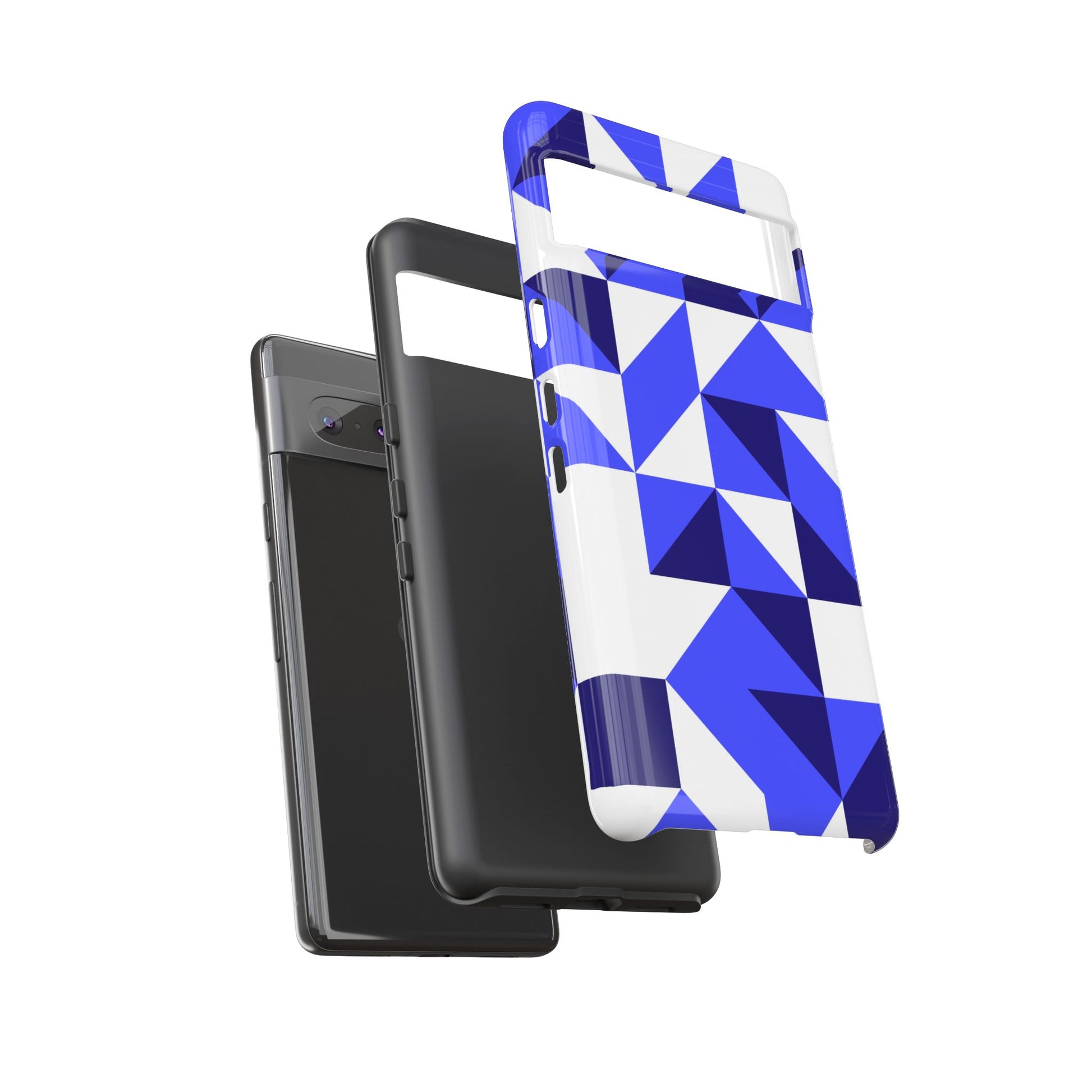 Blue Geometric Phone Case, Tough Cases, Stylish Phone Cover, Great for Gifts, Trendy Accessory, Abstract Pattern Design - FORMO