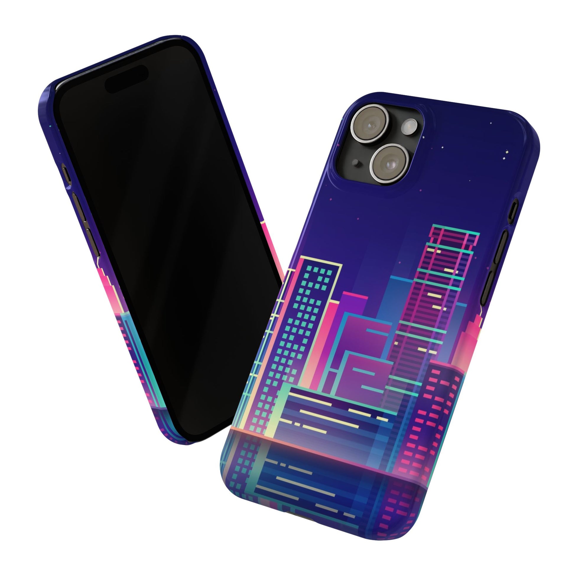 Urban Skyline Slim Phone Cases, Cityscape iPhone Cover, Colorful Night Design, Trendy Phone Accessory, Gifts for City Lovers - FORMO