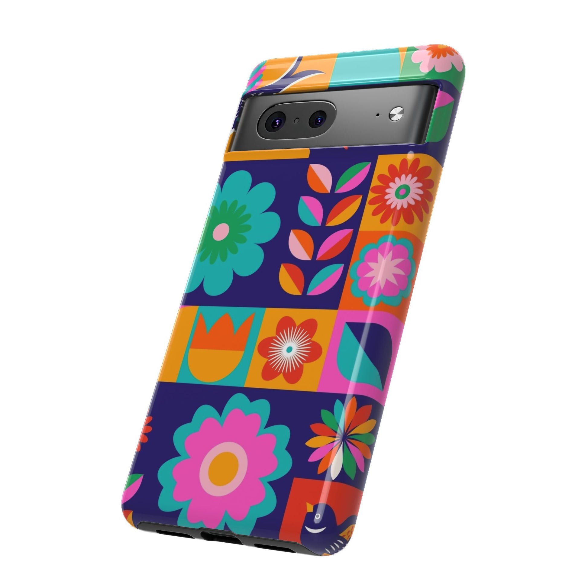 Colorful Floral Phone Case, Tough Cases for Protection, Vibrant Design Cover for Gift, Stylish Cell Phone Accessory, Fun Floral Designs - FORMO