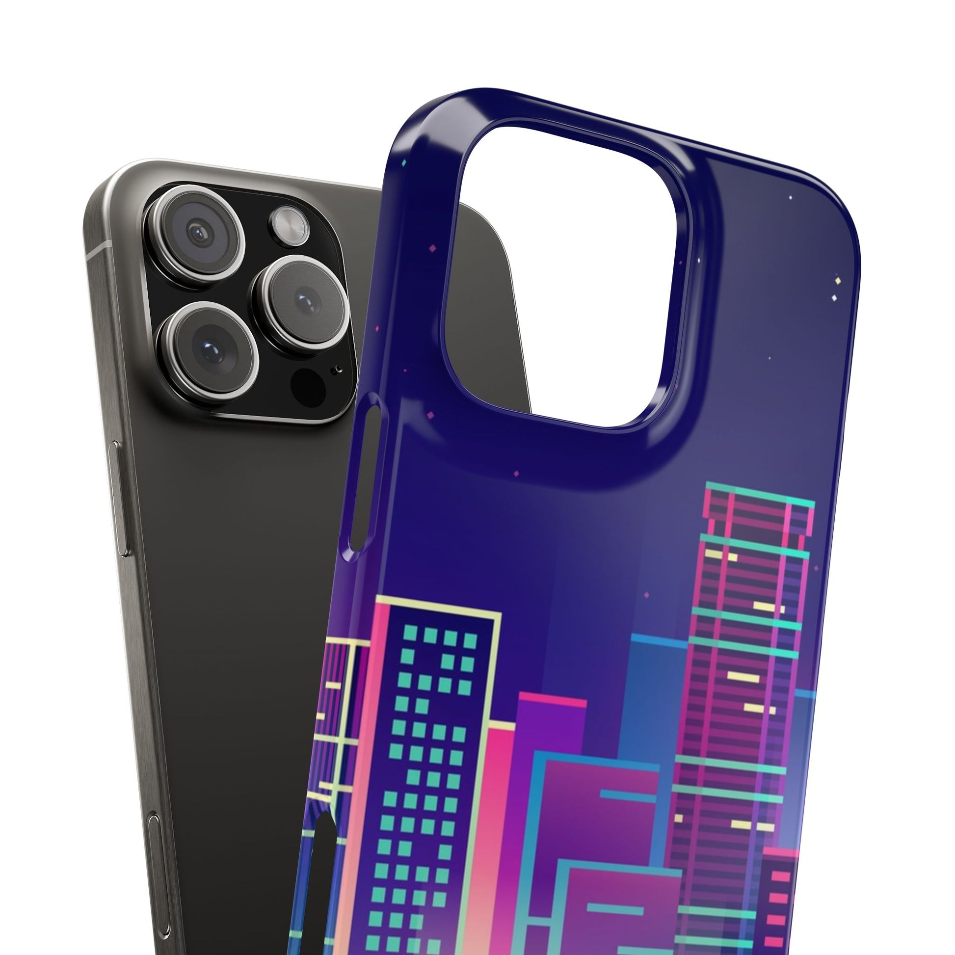Urban Skyline Slim Phone Cases, Cityscape iPhone Cover, Colorful Night Design, Trendy Phone Accessory, Gifts for City Lovers - FORMO
