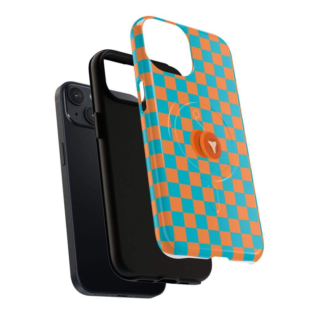 Vibrant Tough Magnetic Phone Case for Protection, Checkerboard Design for Tech Lovers, Gift for Birthdays, Holidays, or Daily Use
