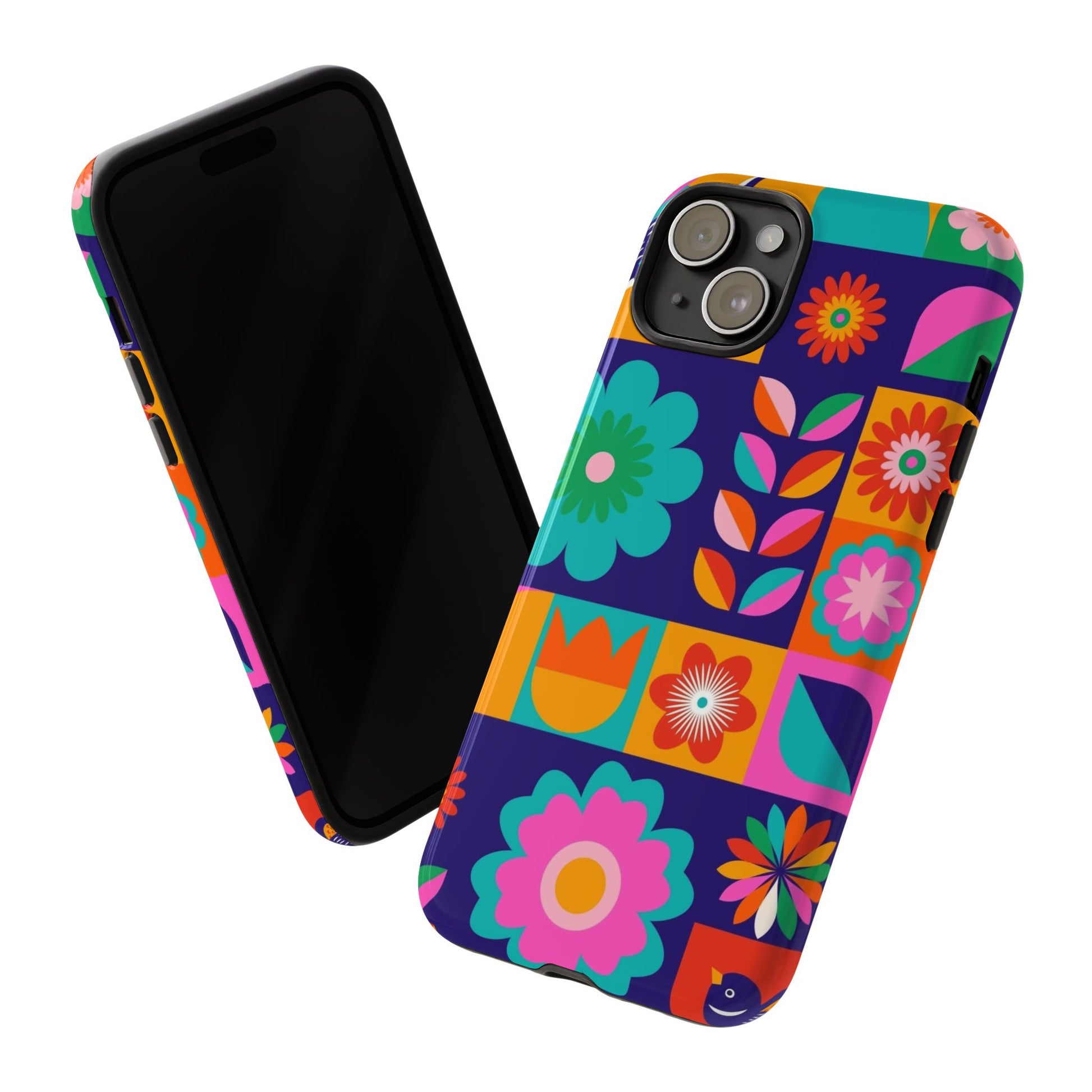 Colorful Floral Phone Case, Tough Cases for Protection, Vibrant Design Cover for Gift, Stylish Cell Phone Accessory, Fun Floral Designs - FORMO