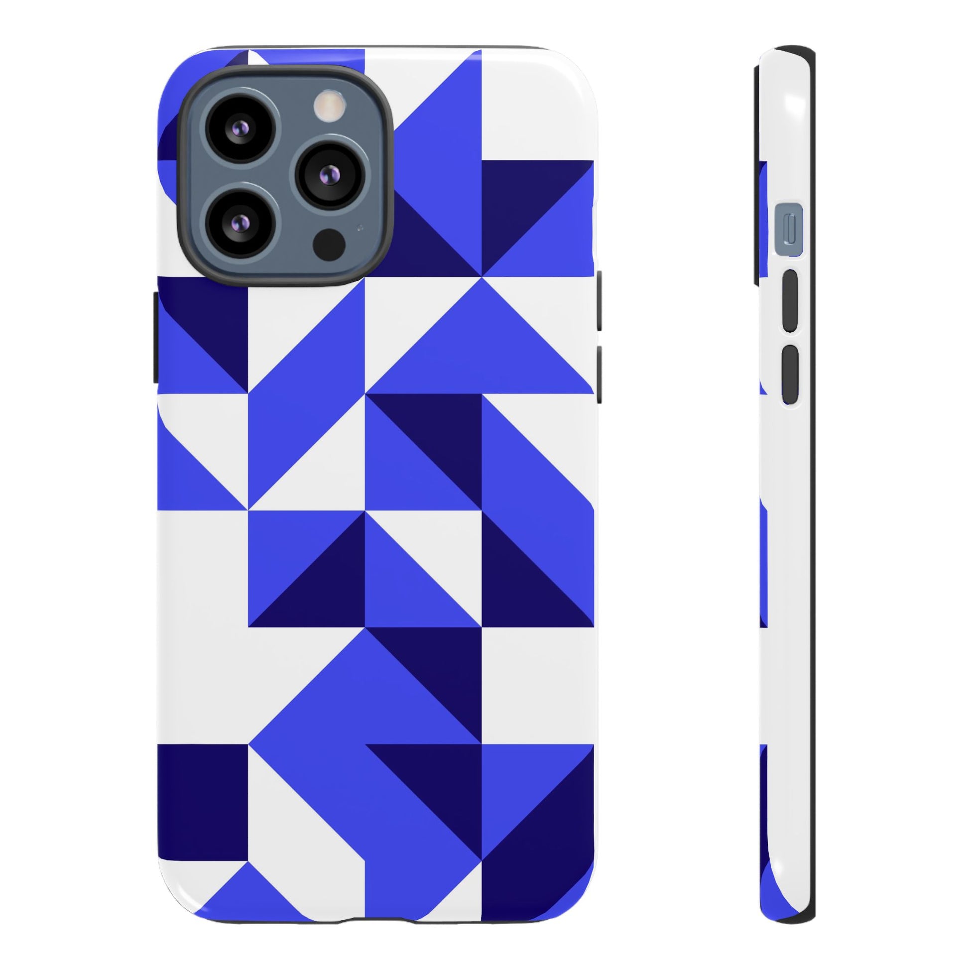 Blue Geometric Phone Case, Tough Cases, Stylish Phone Cover, Great for Gifts, Trendy Accessory, Abstract Pattern Design - FORMO