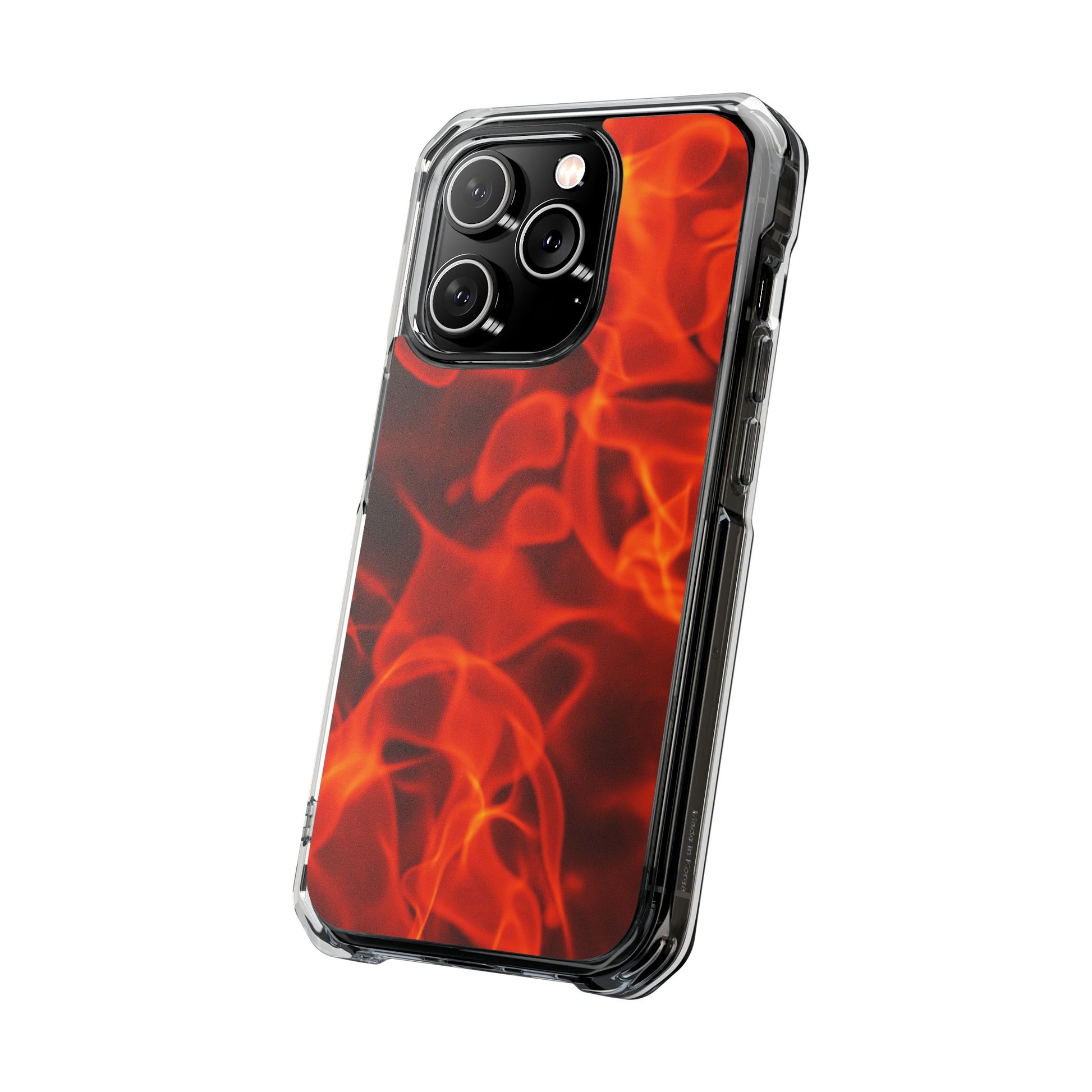Magnetic Clear Phone Cases with Fiery Design, Protective Case for iPhone, Customizable Tech Accessory, Unique Gift Idea, Holiday Gift - FORMO