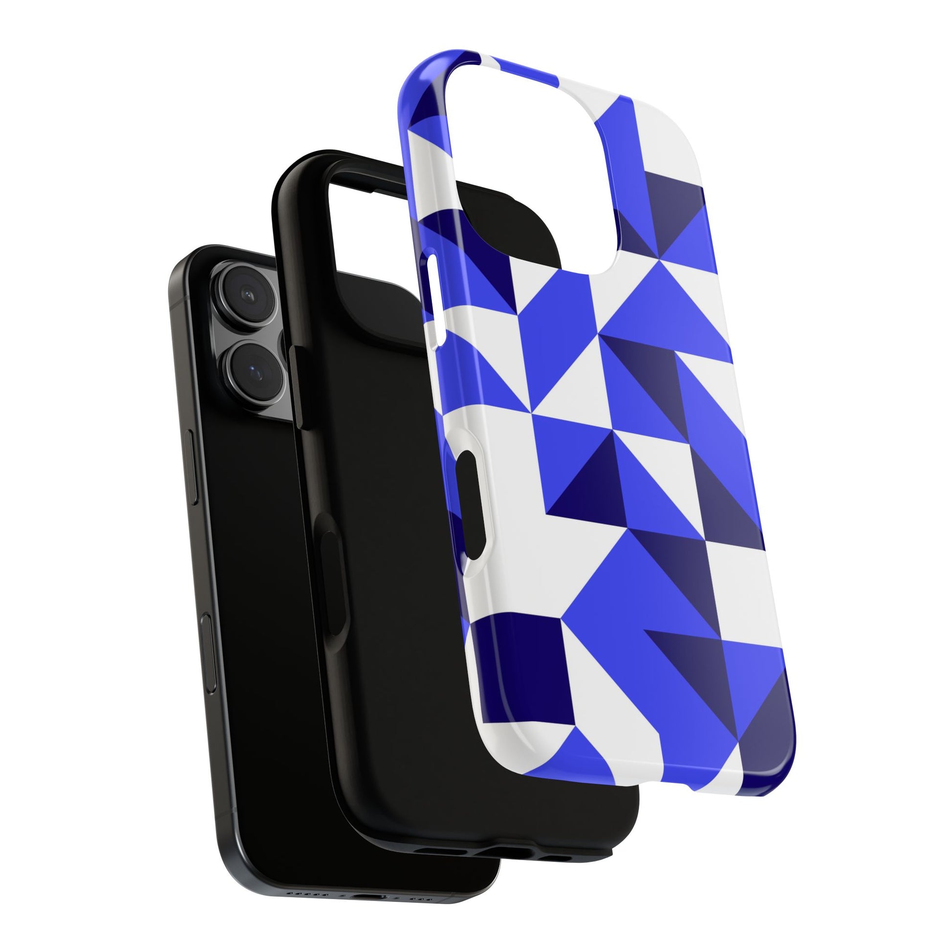 Blue Geometric Phone Case, Tough Cases, Stylish Phone Cover, Great for Gifts, Trendy Accessory, Abstract Pattern Design - FORMO