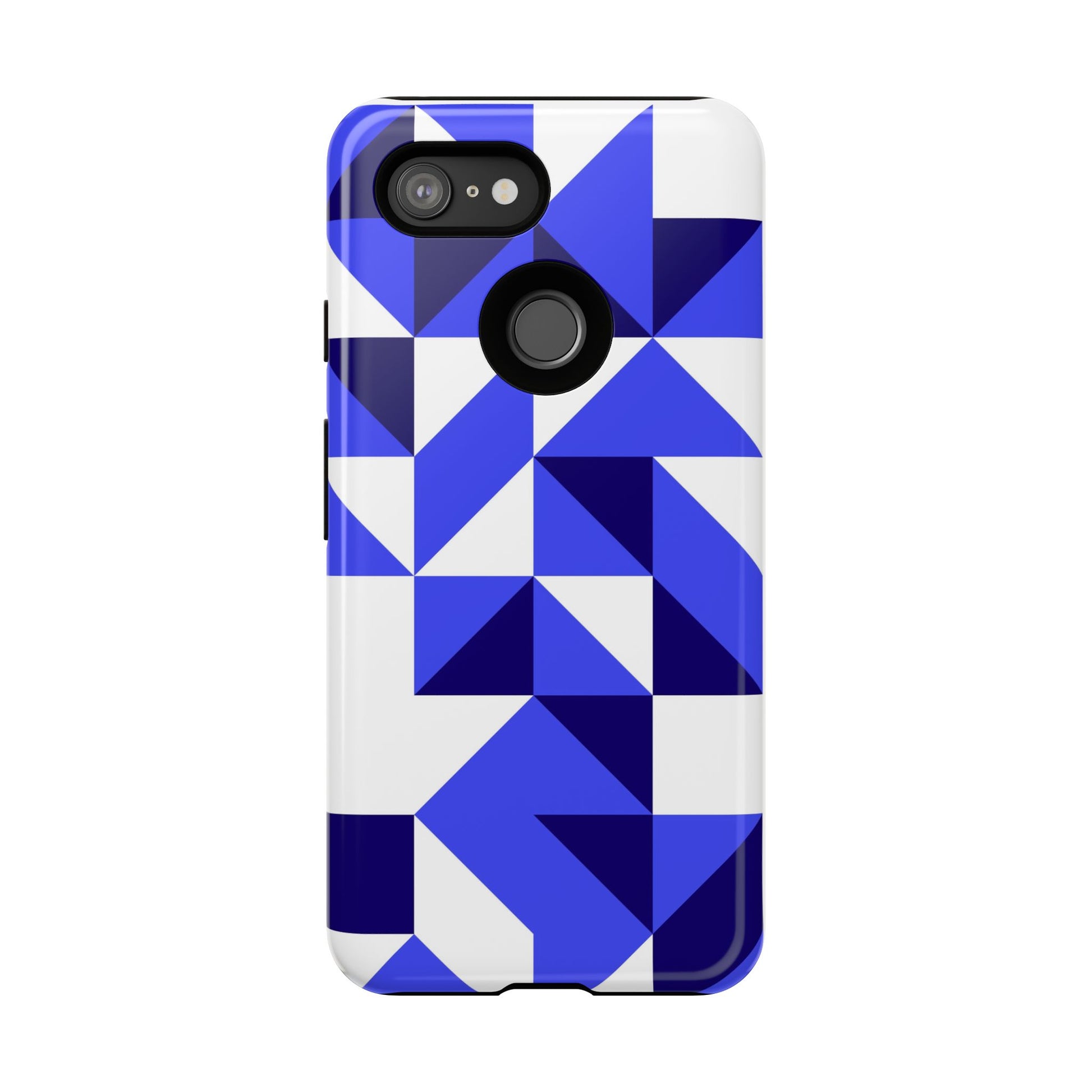 Blue Geometric Phone Case, Tough Cases, Stylish Phone Cover, Great for Gifts, Trendy Accessory, Abstract Pattern Design - FORMO