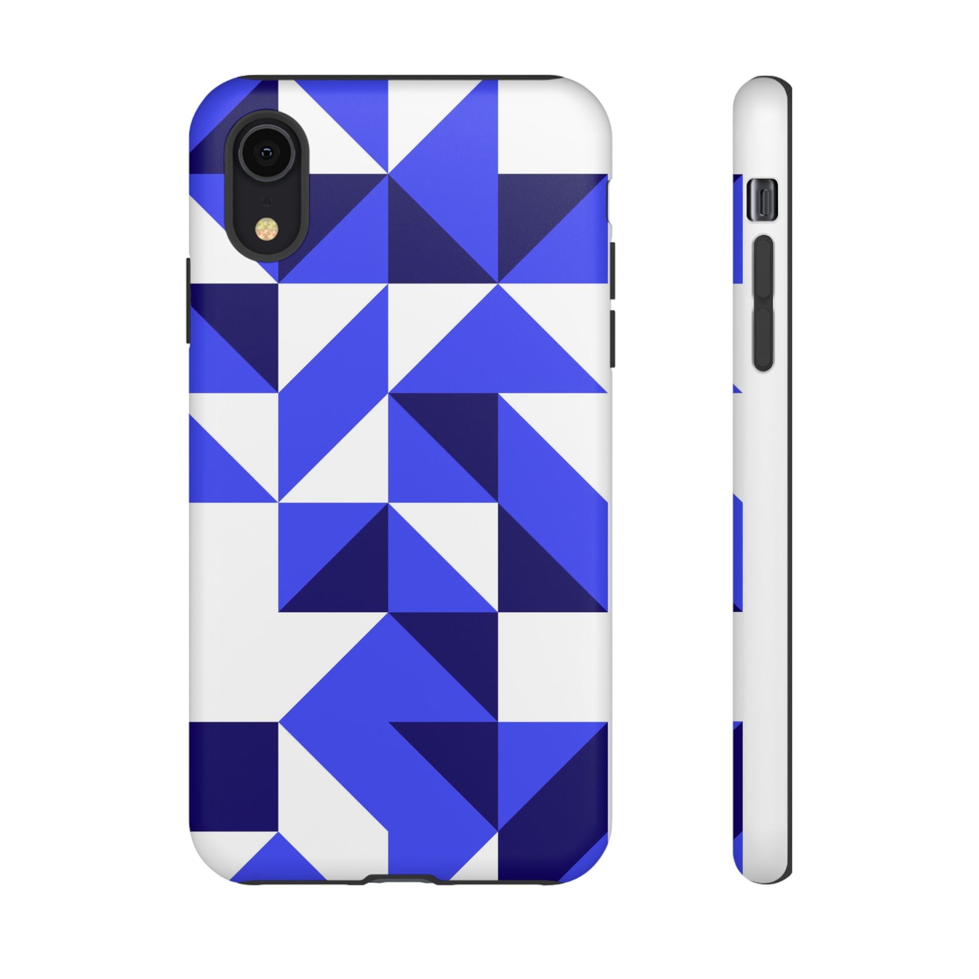 Blue Geometric Phone Case, Tough Cases, Stylish Phone Cover, Great for Gifts, Trendy Accessory, Abstract Pattern Design - FORMO