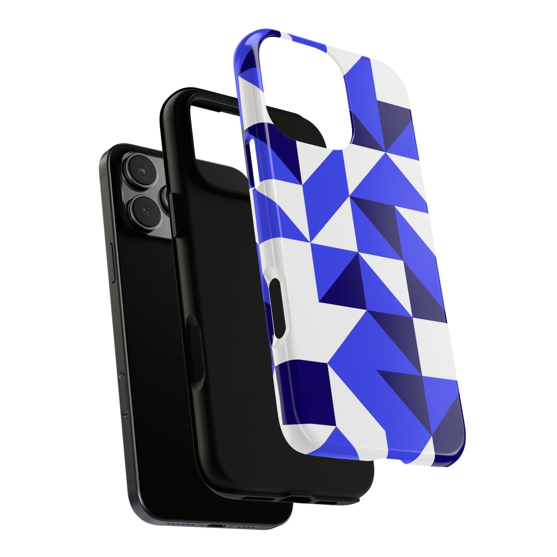 Blue Geometric Phone Case, Tough Cases, Stylish Phone Cover, Great for Gifts, Trendy Accessory, Abstract Pattern Design - FORMO
