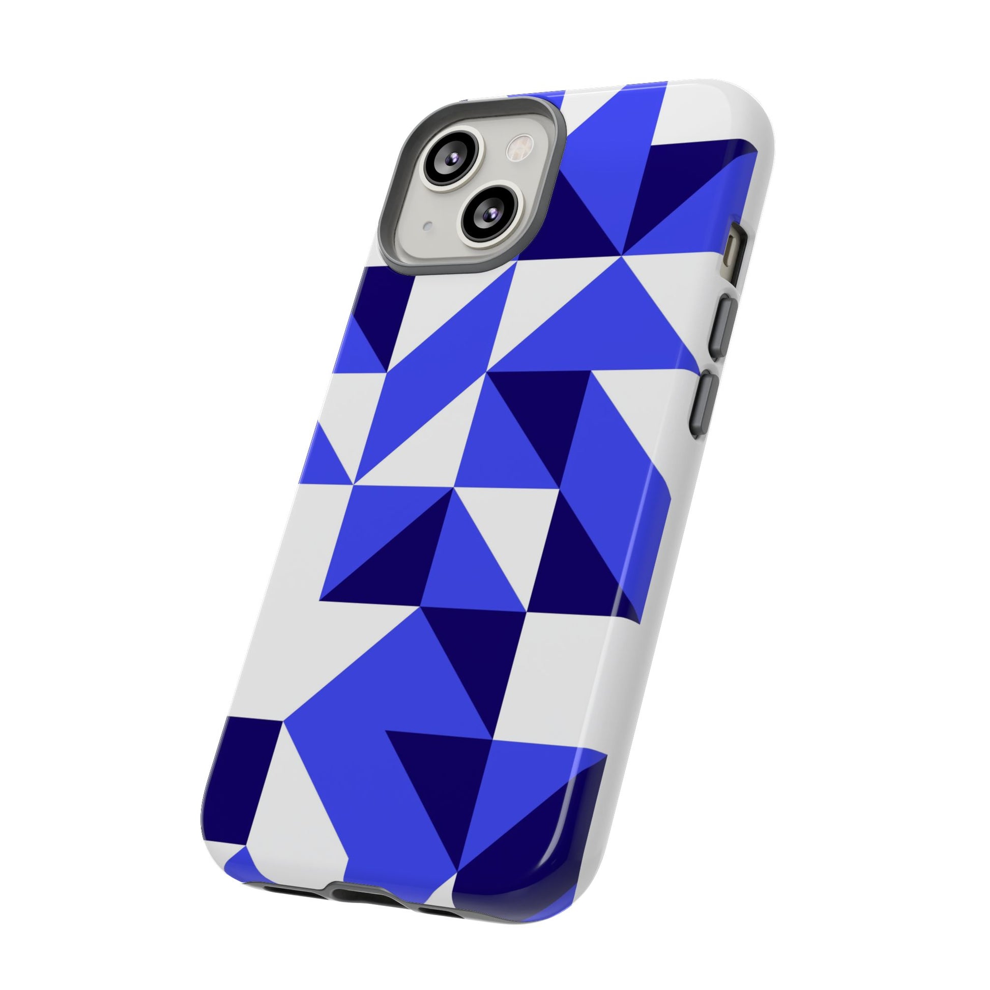 Blue Geometric Phone Case, Tough Cases, Stylish Phone Cover, Great for Gifts, Trendy Accessory, Abstract Pattern Design - FORMO
