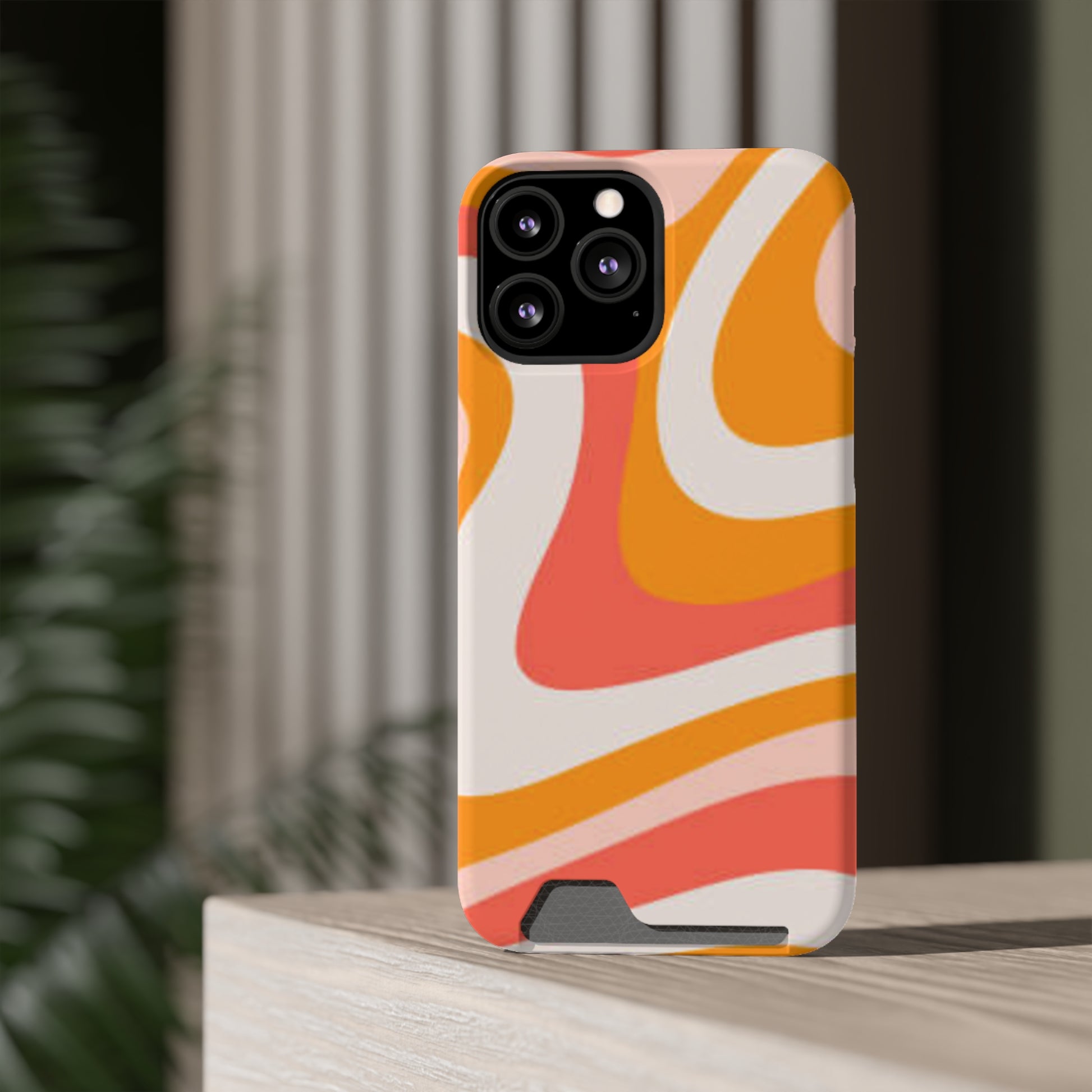 Trendy Phone Case with Card Holder, Boho Phone Accessory, Stylish Mobile Cover, Functional Gift for Friends, Perfect for Everyday Use - FORMO