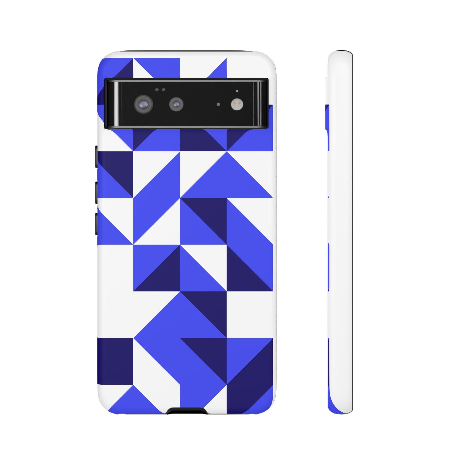 Blue Geometric Phone Case, Tough Cases, Stylish Phone Cover, Great for Gifts, Trendy Accessory, Abstract Pattern Design - FORMO