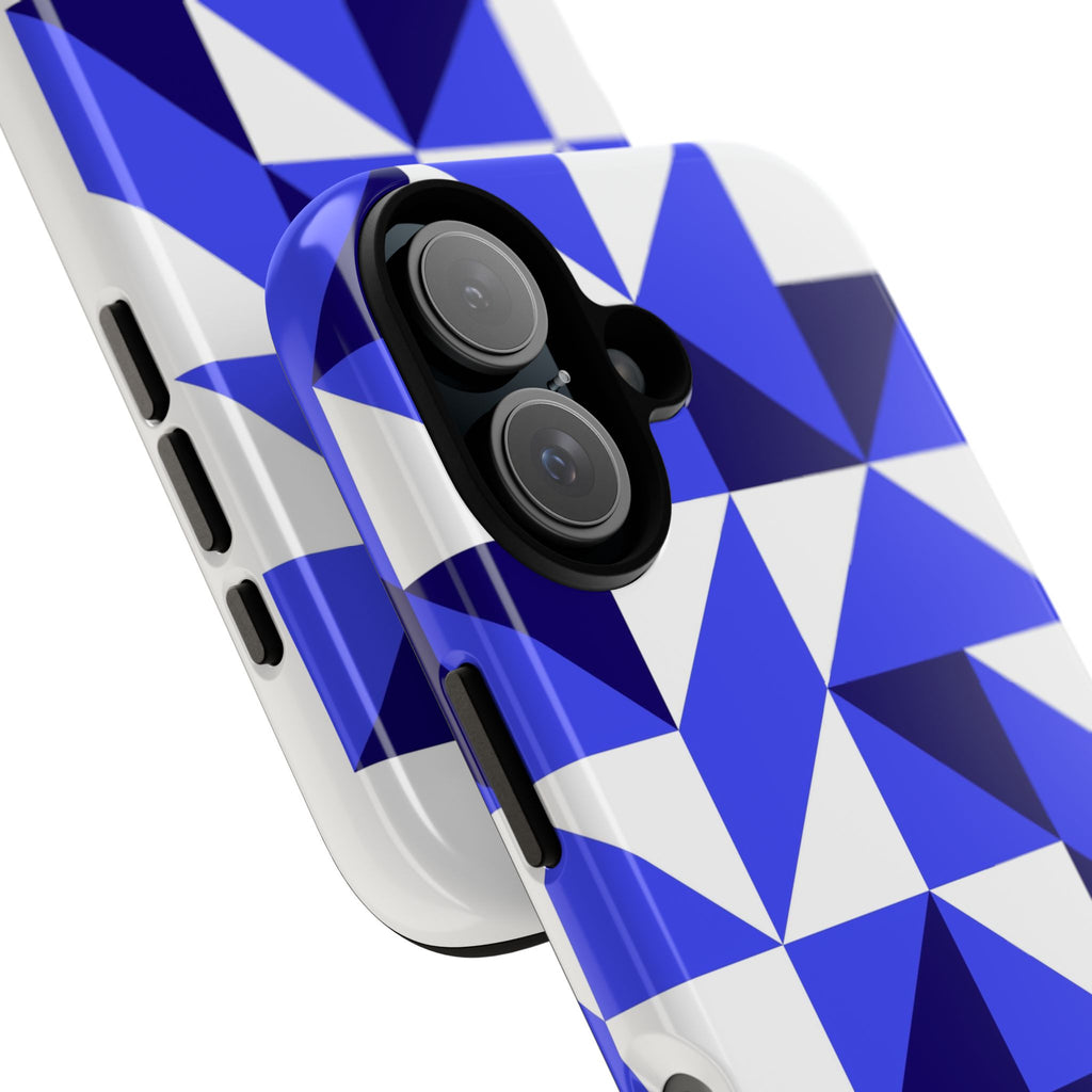 Blue Geometric Phone Case, Tough Cases, Stylish Phone Cover, Great for Gifts, Trendy Accessory, Abstract Pattern Design - FORMO