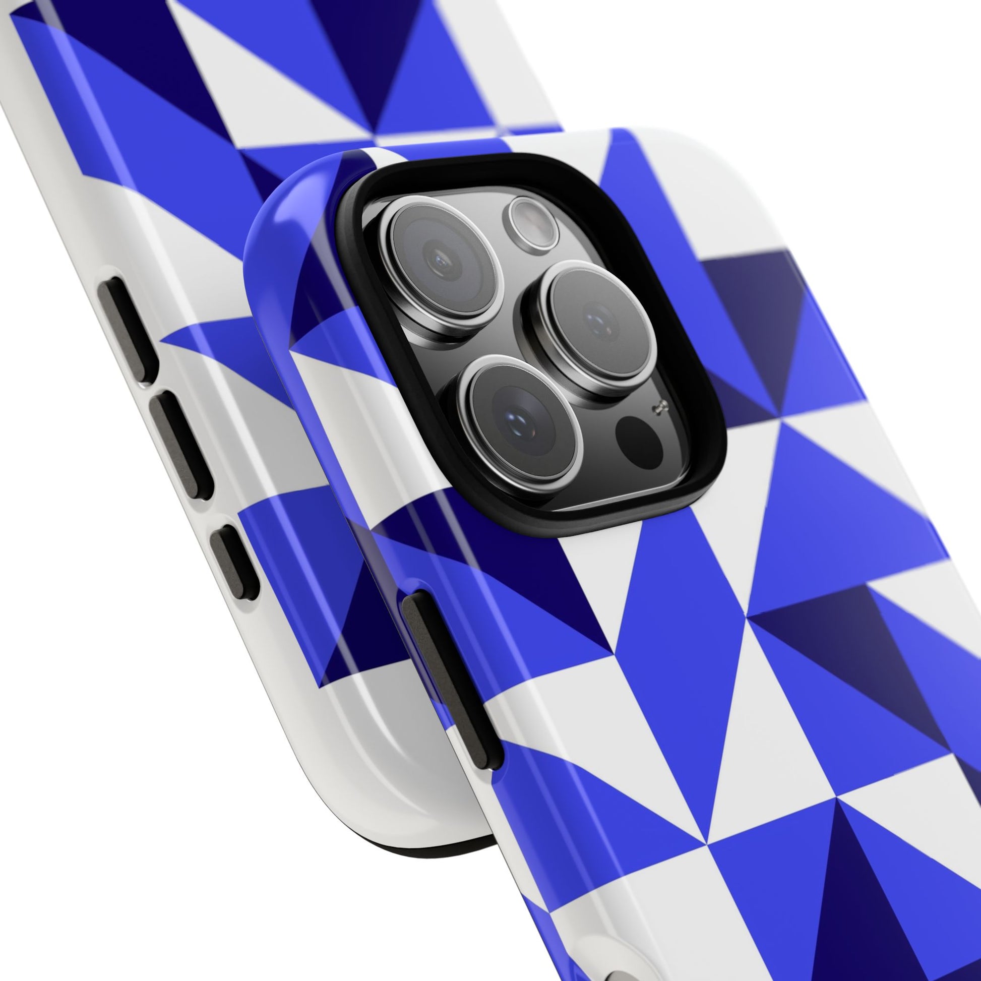 Blue Geometric Phone Case, Tough Cases, Stylish Phone Cover, Great for Gifts, Trendy Accessory, Abstract Pattern Design - FORMO