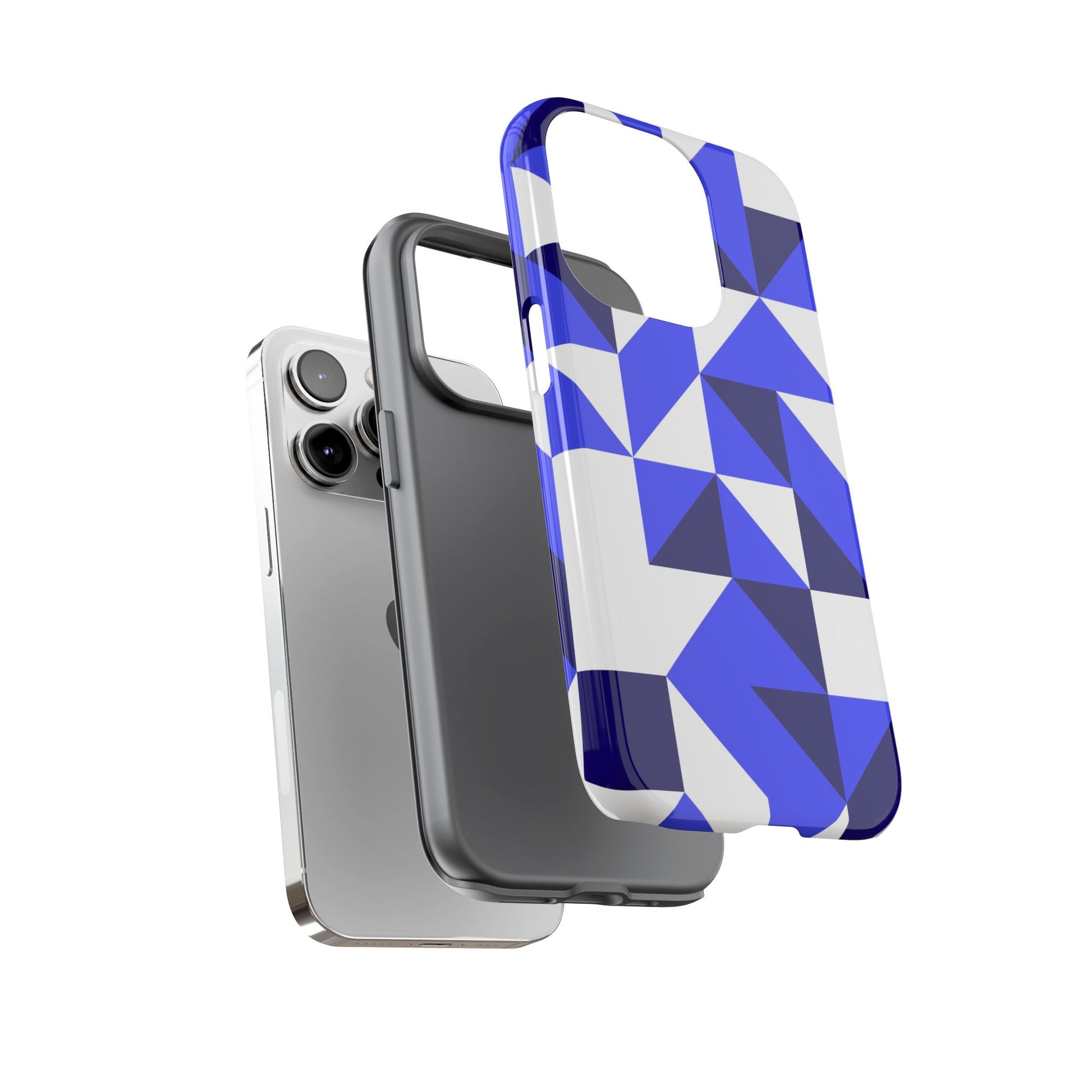 Blue Geometric Phone Case, Tough Cases, Stylish Phone Cover, Great for Gifts, Trendy Accessory, Abstract Pattern Design - FORMO