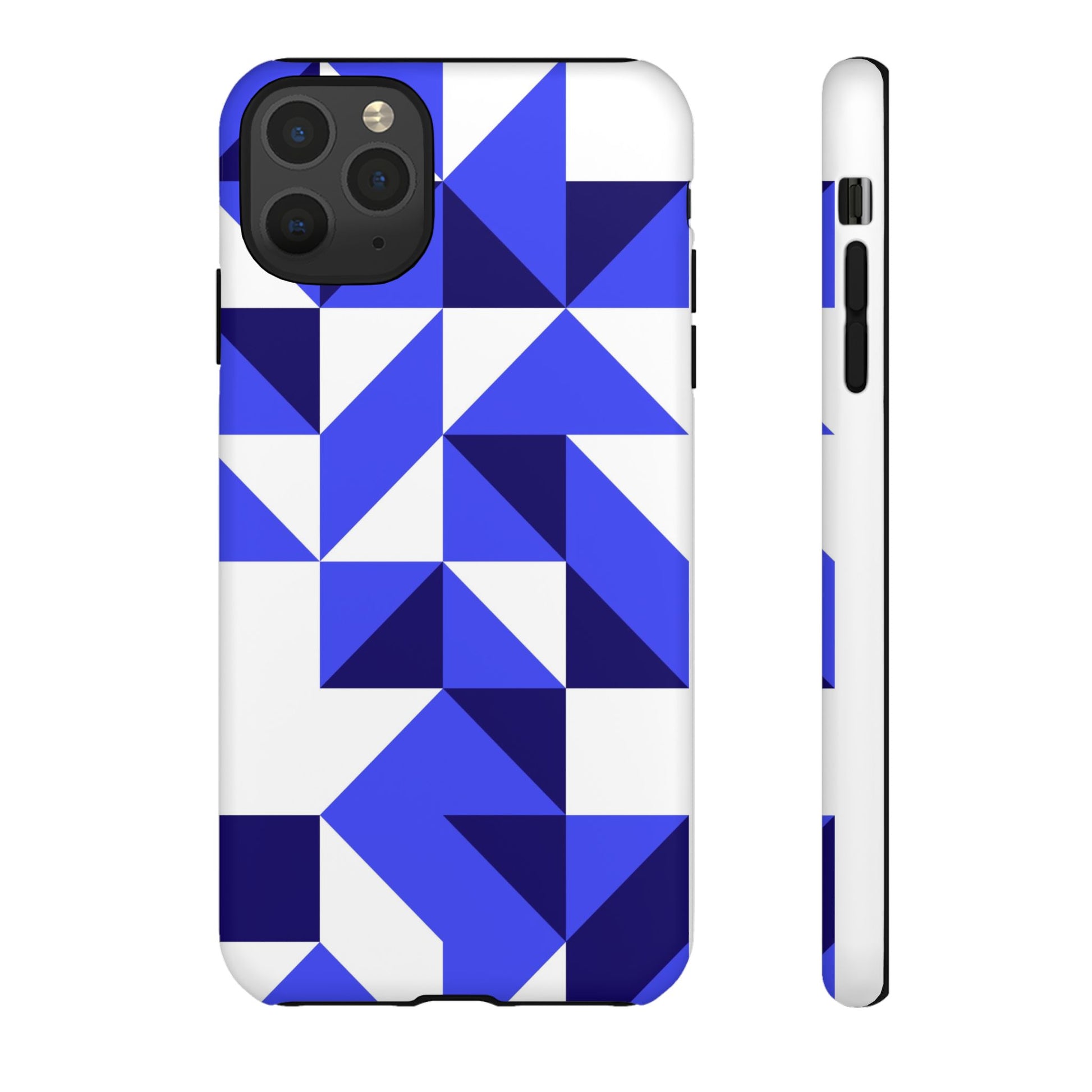 Blue Geometric Phone Case, Tough Cases, Stylish Phone Cover, Great for Gifts, Trendy Accessory, Abstract Pattern Design - FORMO