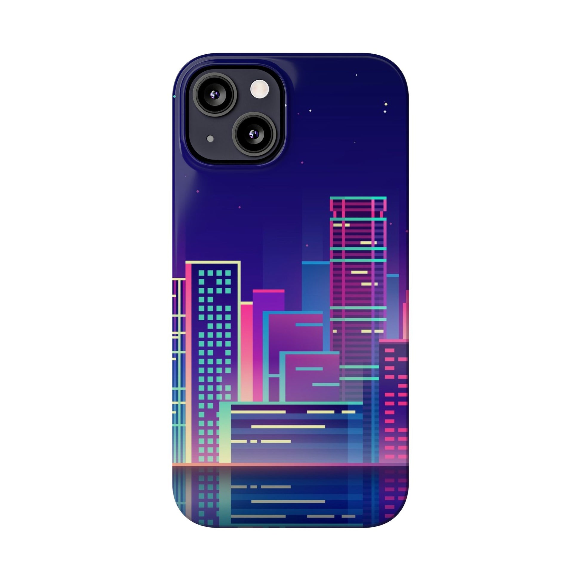 Urban Skyline Slim Phone Cases, Cityscape iPhone Cover, Colorful Night Design, Trendy Phone Accessory, Gifts for City Lovers - FORMO