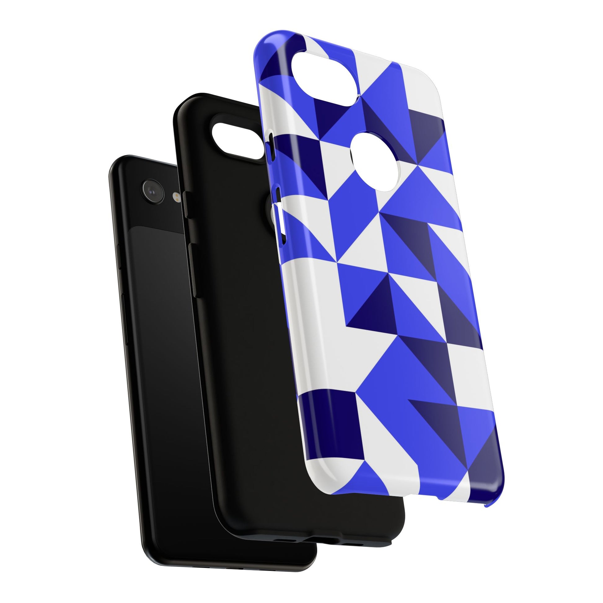 Blue Geometric Phone Case, Tough Cases, Stylish Phone Cover, Great for Gifts, Trendy Accessory, Abstract Pattern Design - FORMO