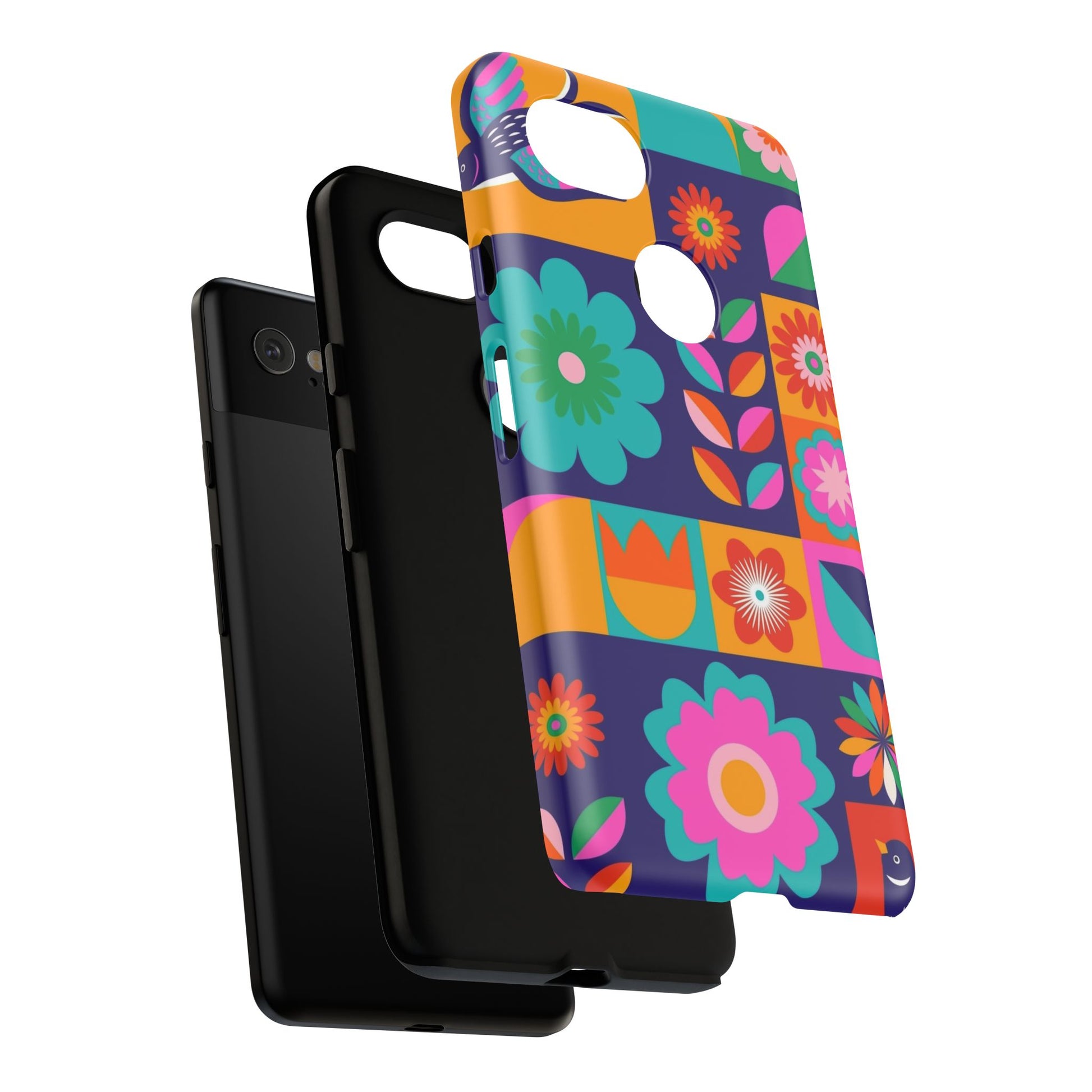 Colorful Floral Phone Case, Tough Cases for Protection, Vibrant Design Cover for Gift, Stylish Cell Phone Accessory, Fun Floral Designs - FORMO