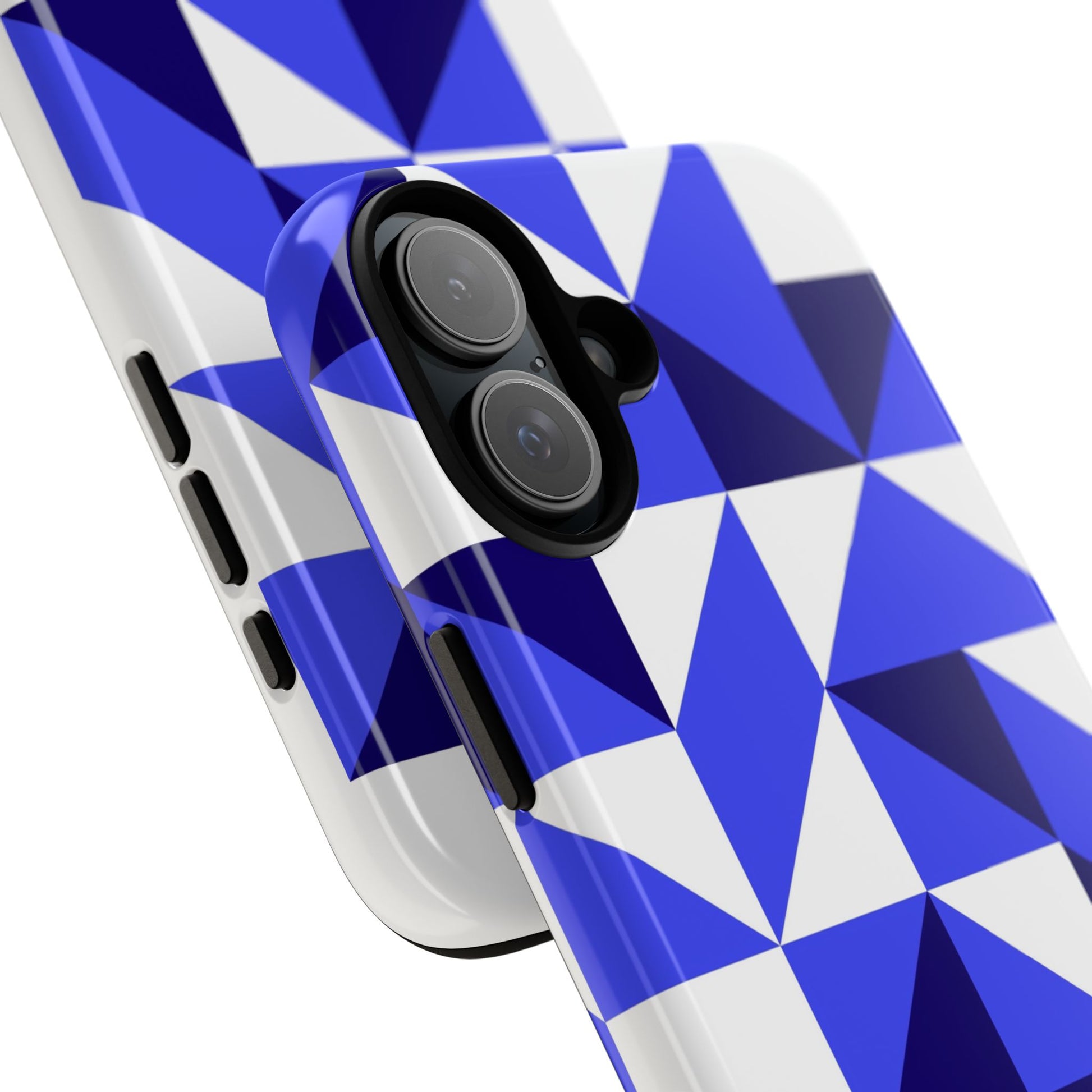 Blue Geometric Phone Case, Tough Cases, Stylish Phone Cover, Great for Gifts, Trendy Accessory, Abstract Pattern Design - FORMO