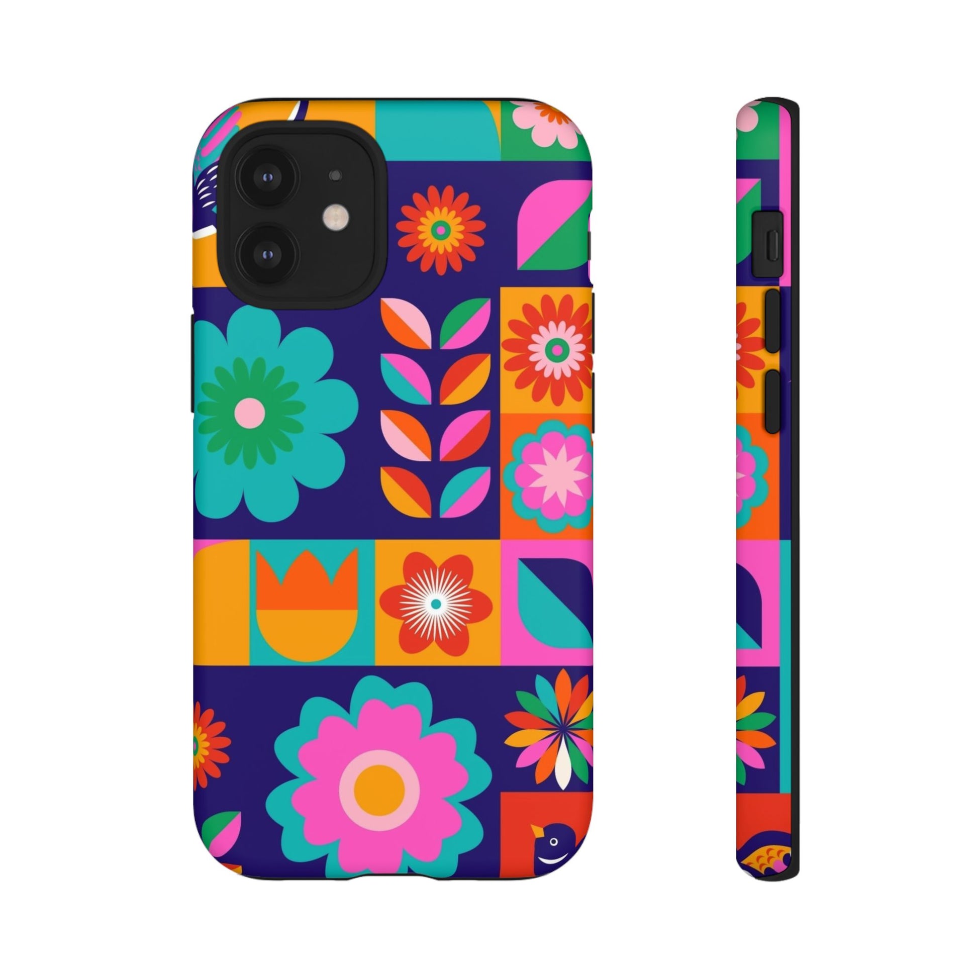 Colorful Floral Phone Case, Tough Cases for Protection, Vibrant Design Cover for Gift, Stylish Cell Phone Accessory, Fun Floral Designs - FORMO