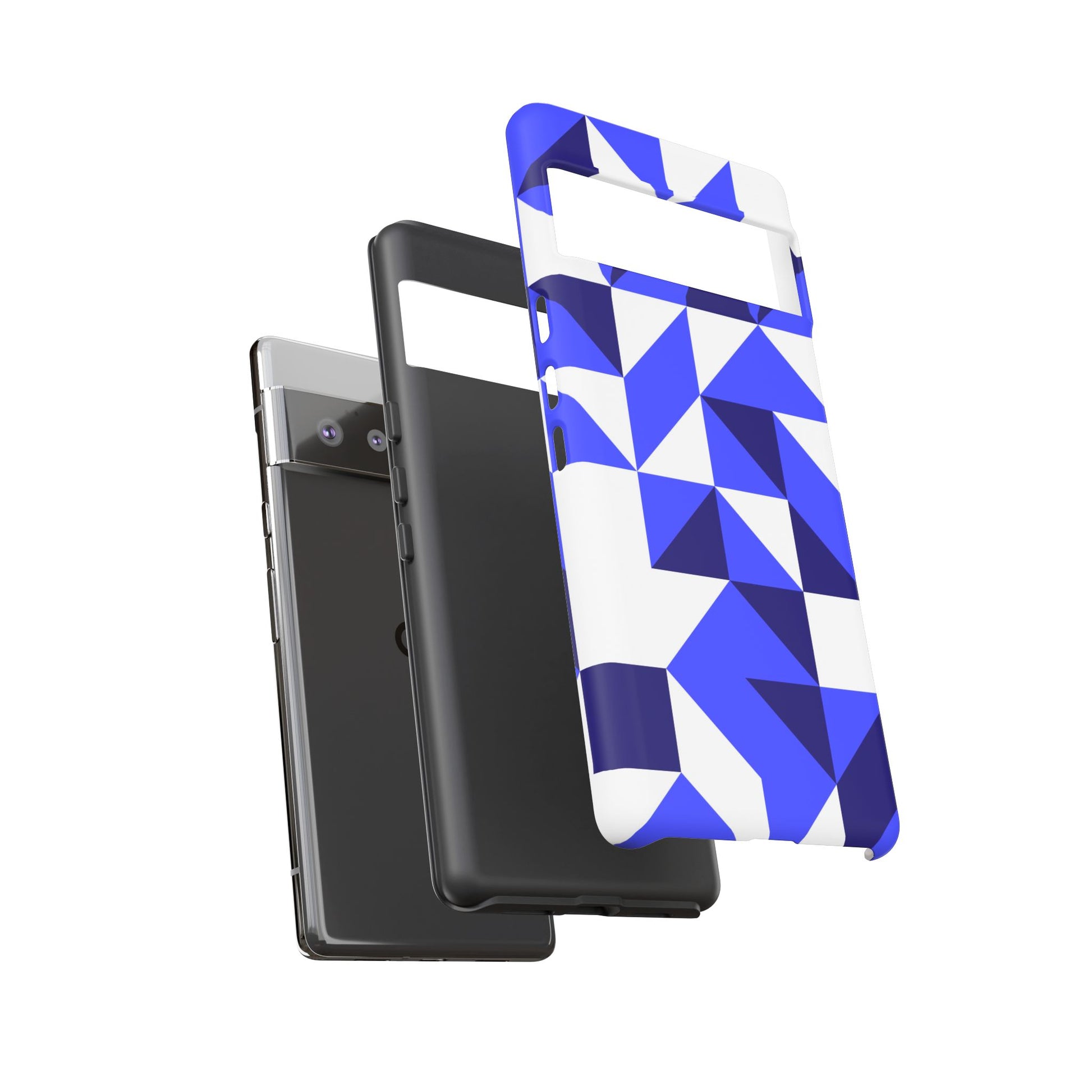 Blue Geometric Phone Case, Tough Cases, Stylish Phone Cover, Great for Gifts, Trendy Accessory, Abstract Pattern Design - FORMO