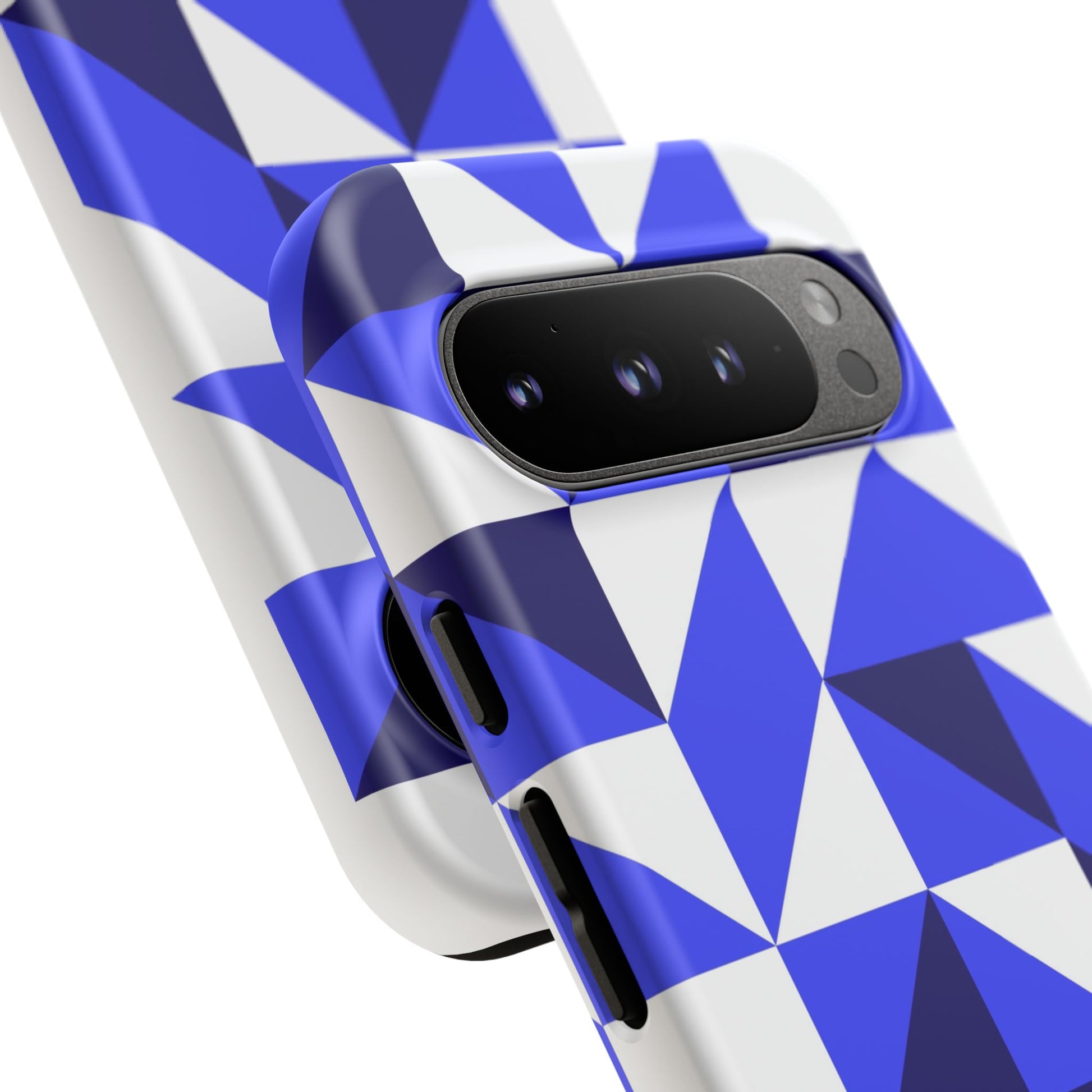 Blue Geometric Phone Case, Tough Cases, Stylish Phone Cover, Great for Gifts, Trendy Accessory, Abstract Pattern Design - FORMO