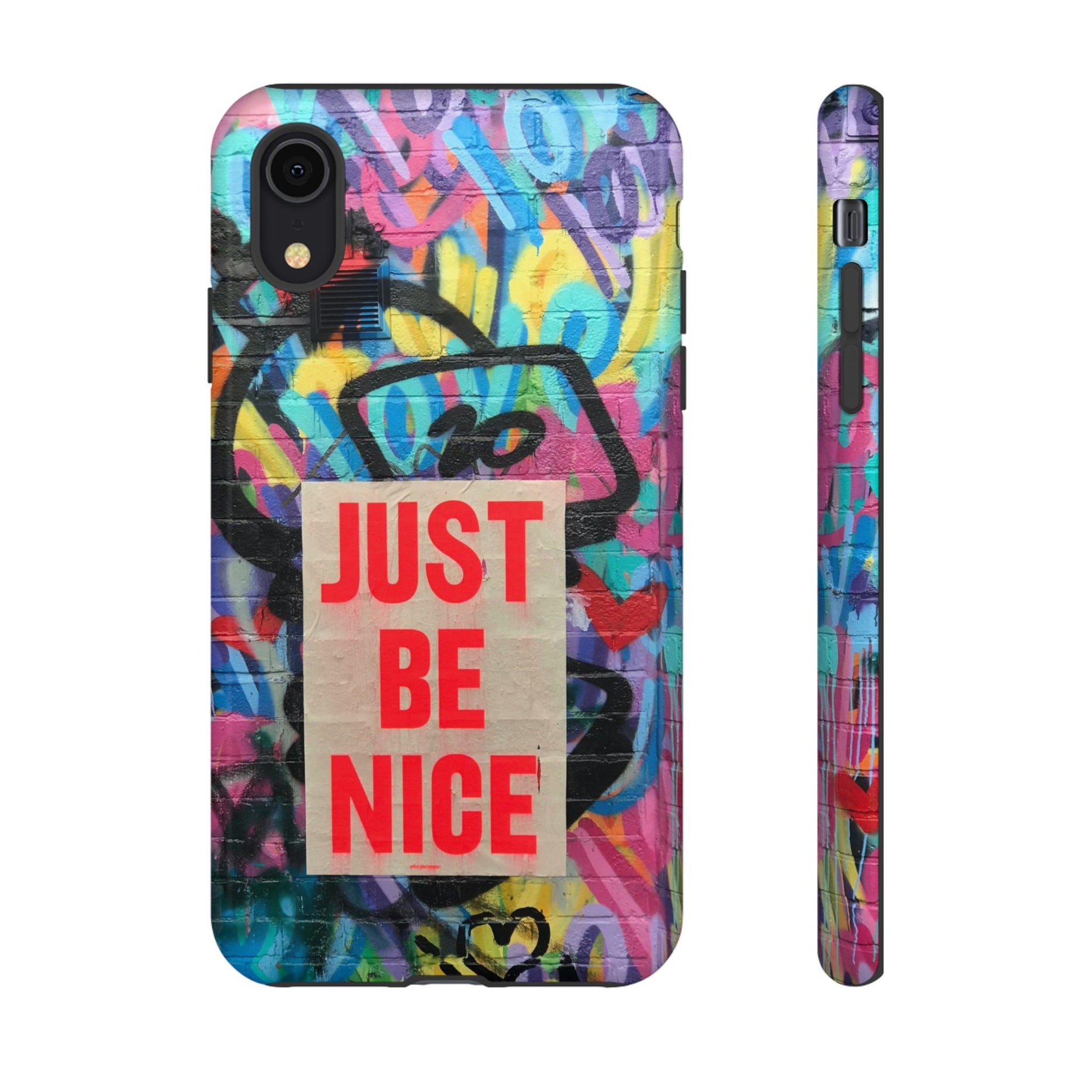 Colorful Phone Case - Just Be Nice Design, Motivational Gift, Phone Accessories, Unique Custom Case, Positive Vibe Tech Gear - FORMO