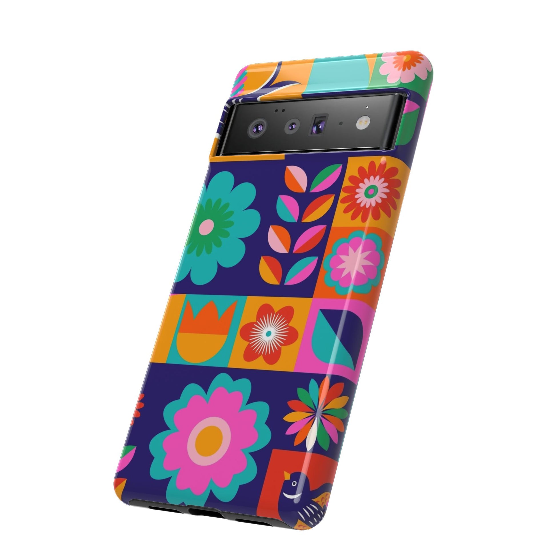 Colorful Floral Phone Case, Tough Cases for Protection, Vibrant Design Cover for Gift, Stylish Cell Phone Accessory, Fun Floral Designs - FORMO